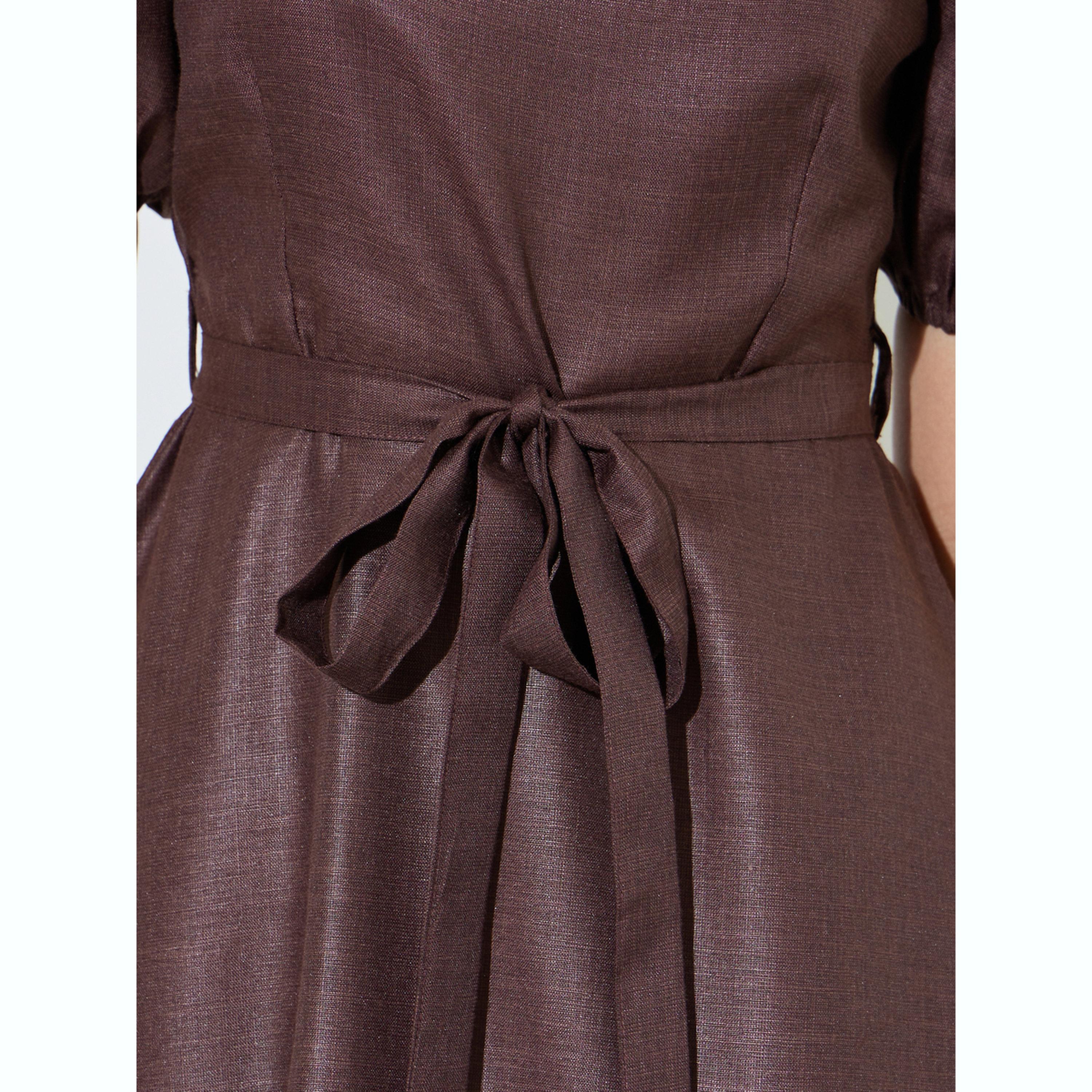 فستان ميدي بحافة واسعة وأكمام منفوخة-women-clothing-dresses-image-5