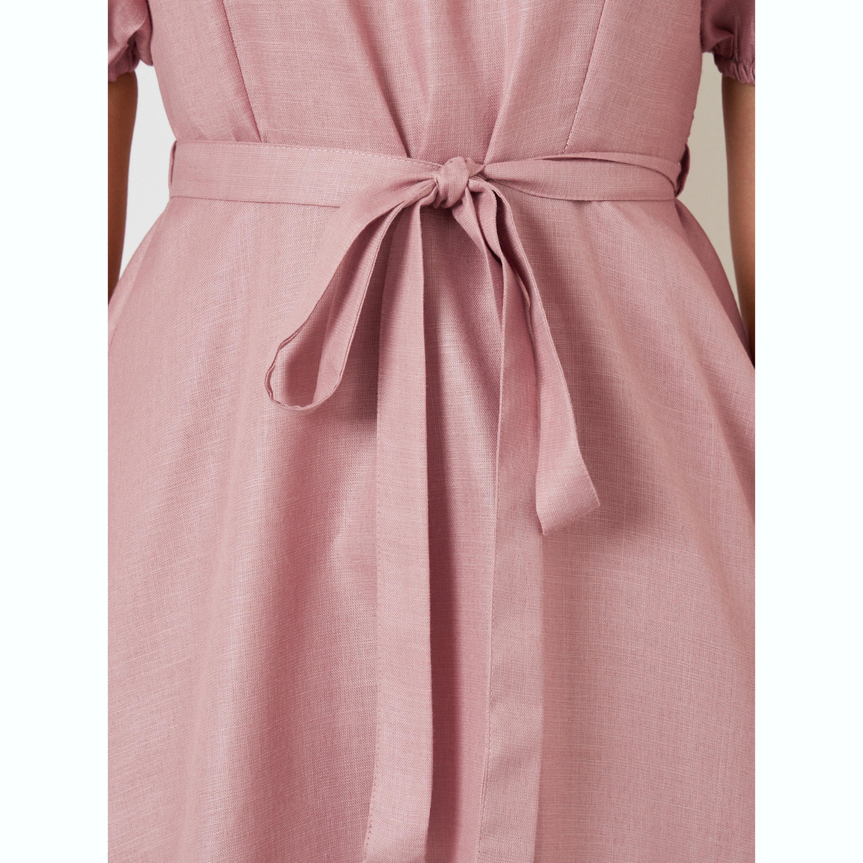 Styli Pink A-Line Midi Dress with Puff Sleeves-women-clothing-dresses-image-4