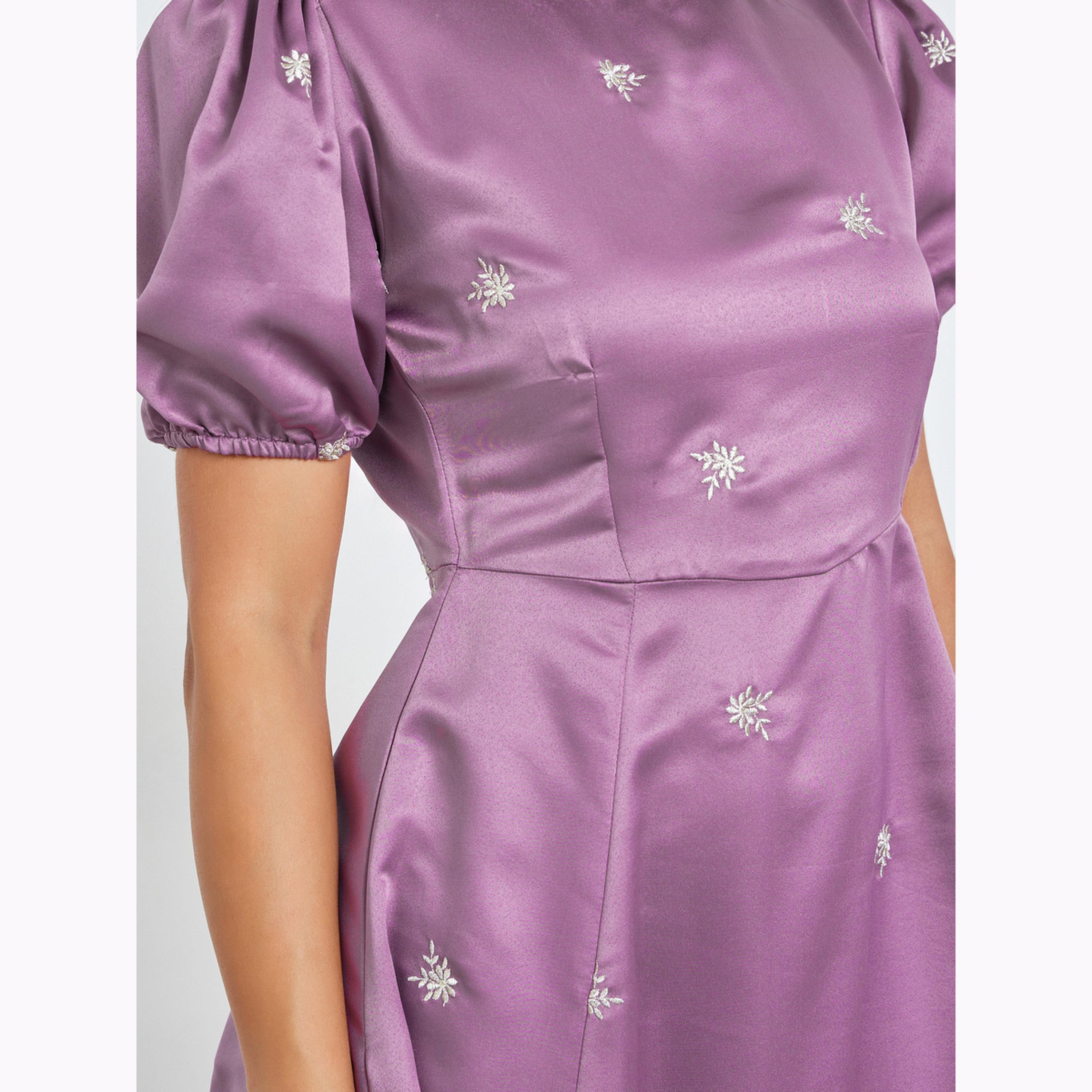 Styli Purple Embroidered Satin Midi Dress-women-clothing-dresses-image-5