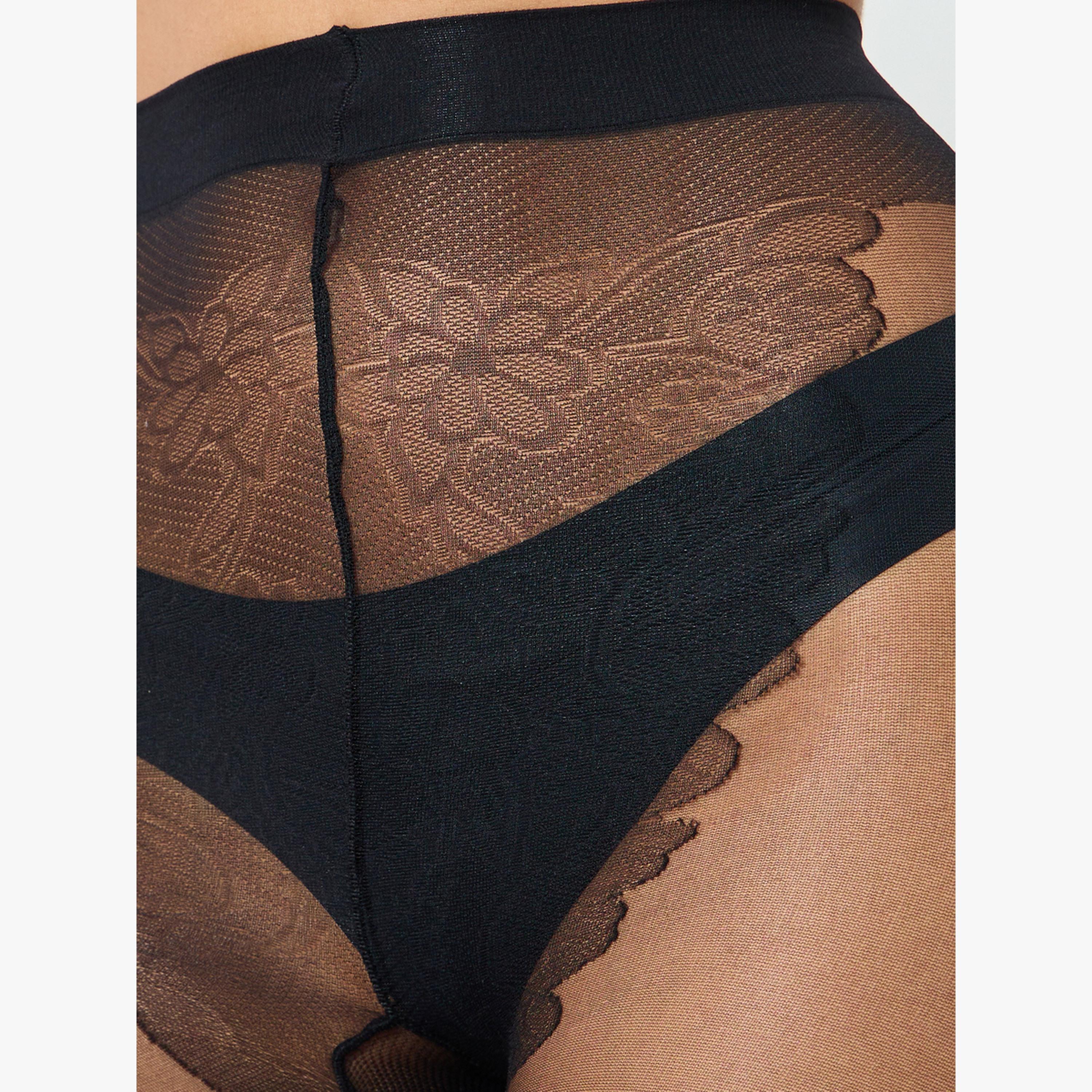 Styli Black Tights with Lace Detail-women-clothing-lingerie-tightsandstockings-image-3