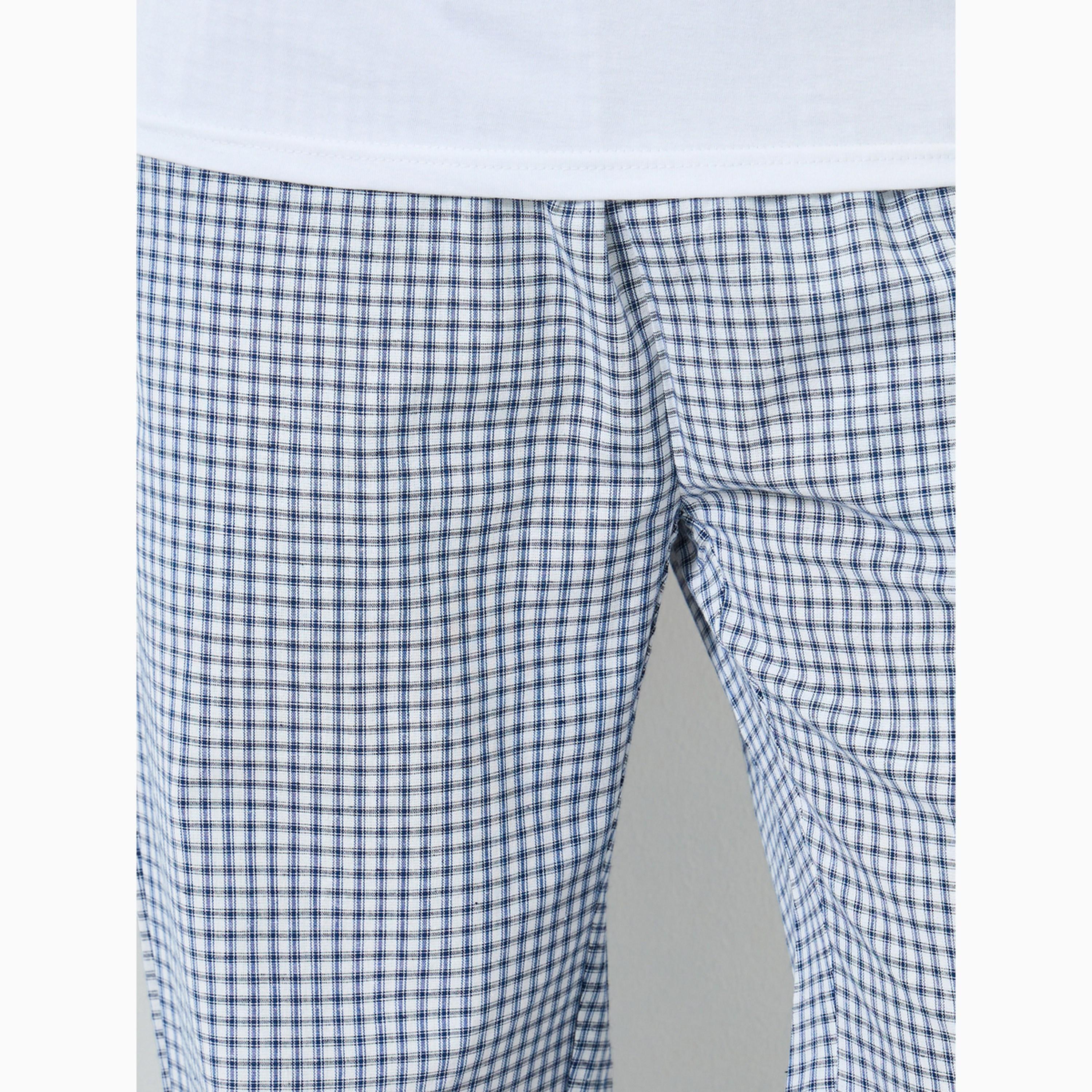 Styli Men Solid Relaxed T-Shirt and Checked Pyjama Set-men-clothing-nightwear-sets-image-5