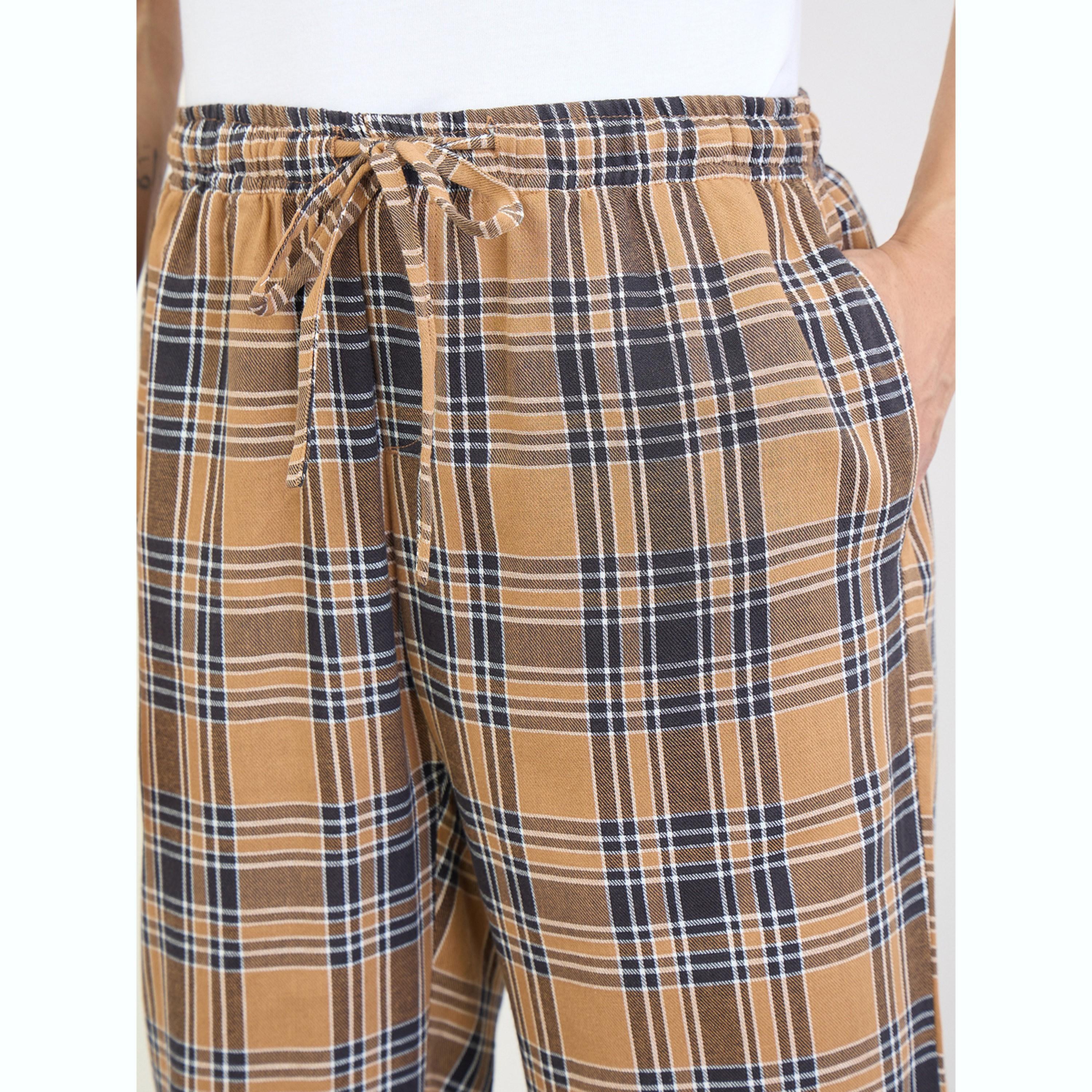 Styli Men Solid Relaxed T-Shirt and Checked Pyjama Set-men-clothing-nightwear-sets-image-5