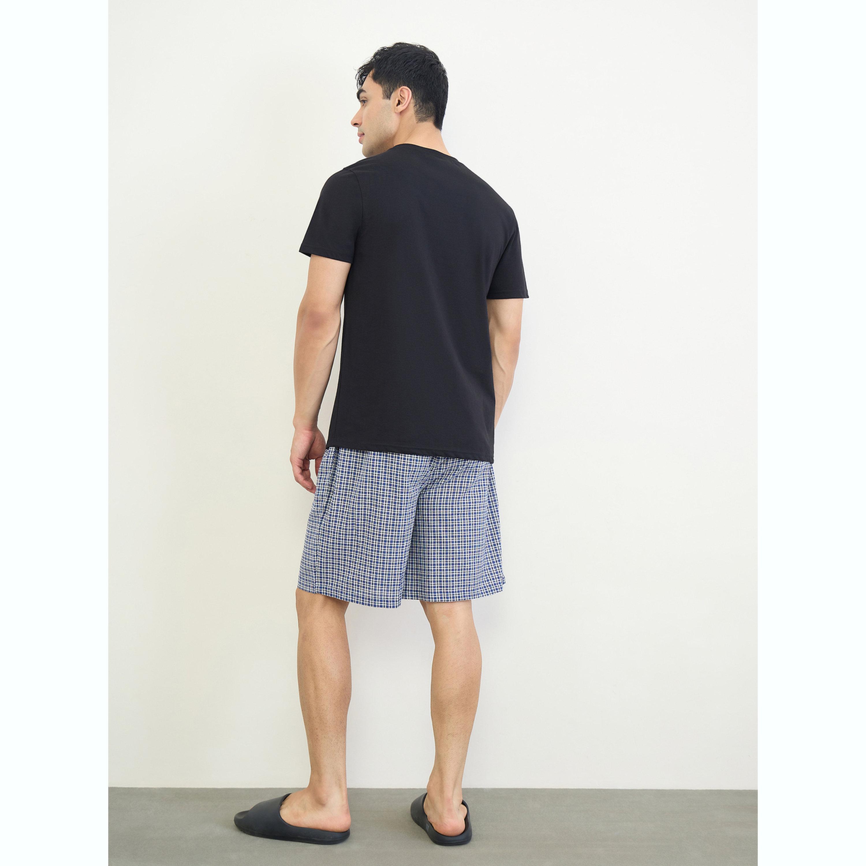مجموعة من شورت كاروهات وتيشيرت قطن مطبوع-men-clothing-nightwear-sets-image-4