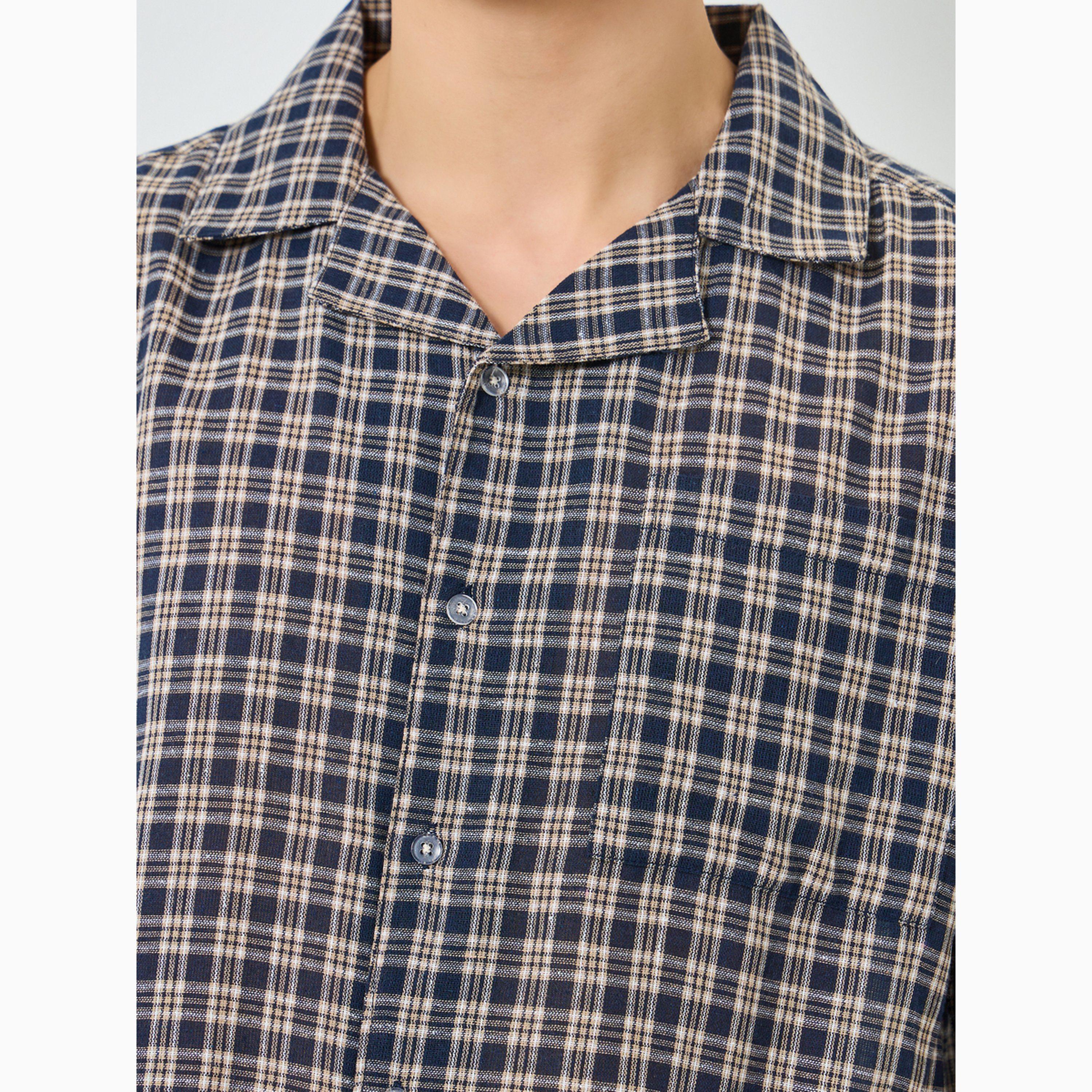 Styli Men Cotton Checked Shirt and Shorts Set-men-clothing-nightwear-sets-image-5