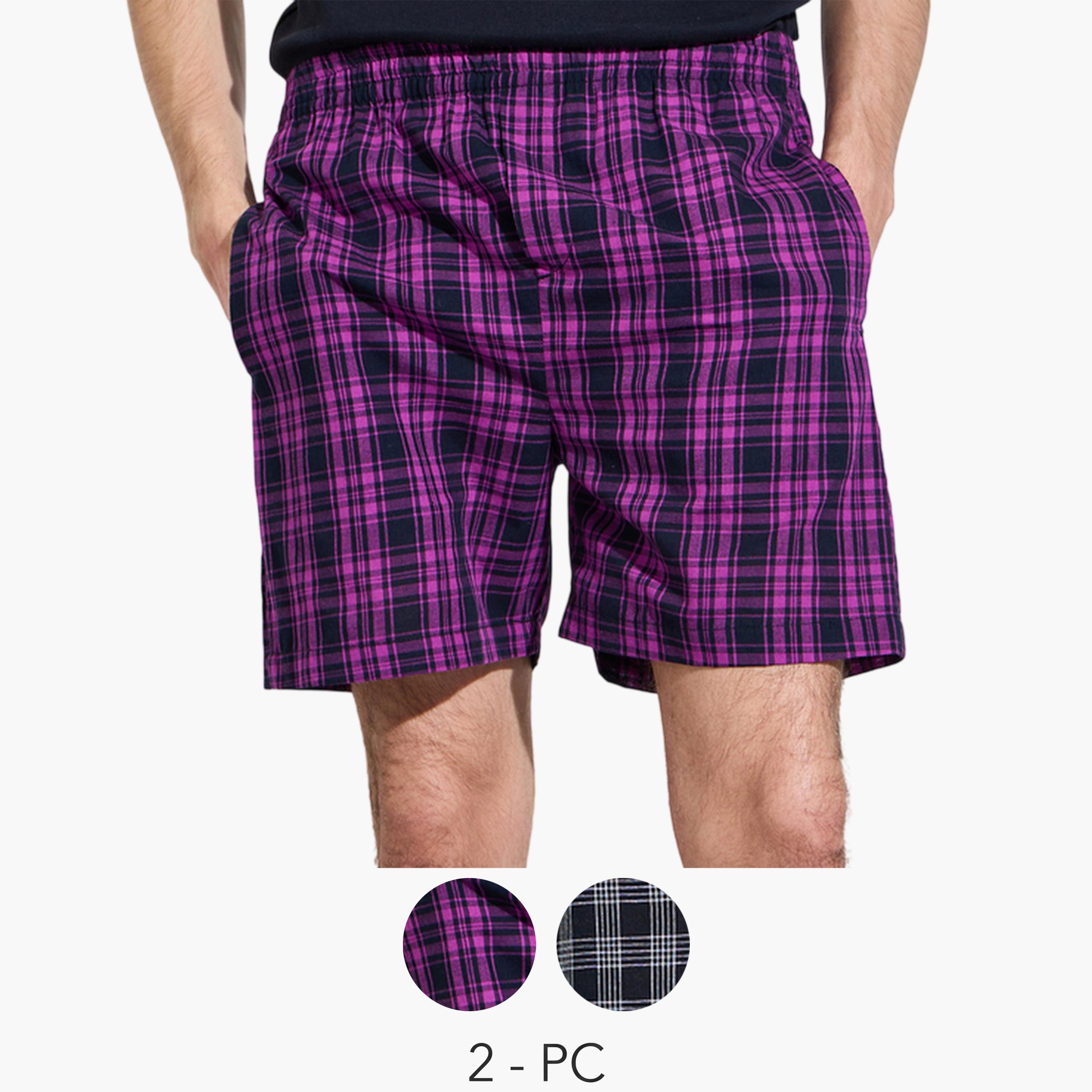 طقم من 2 سراويل بوكسر قطن بكاروهات-men-clothing-innerwear-underwear-image-1