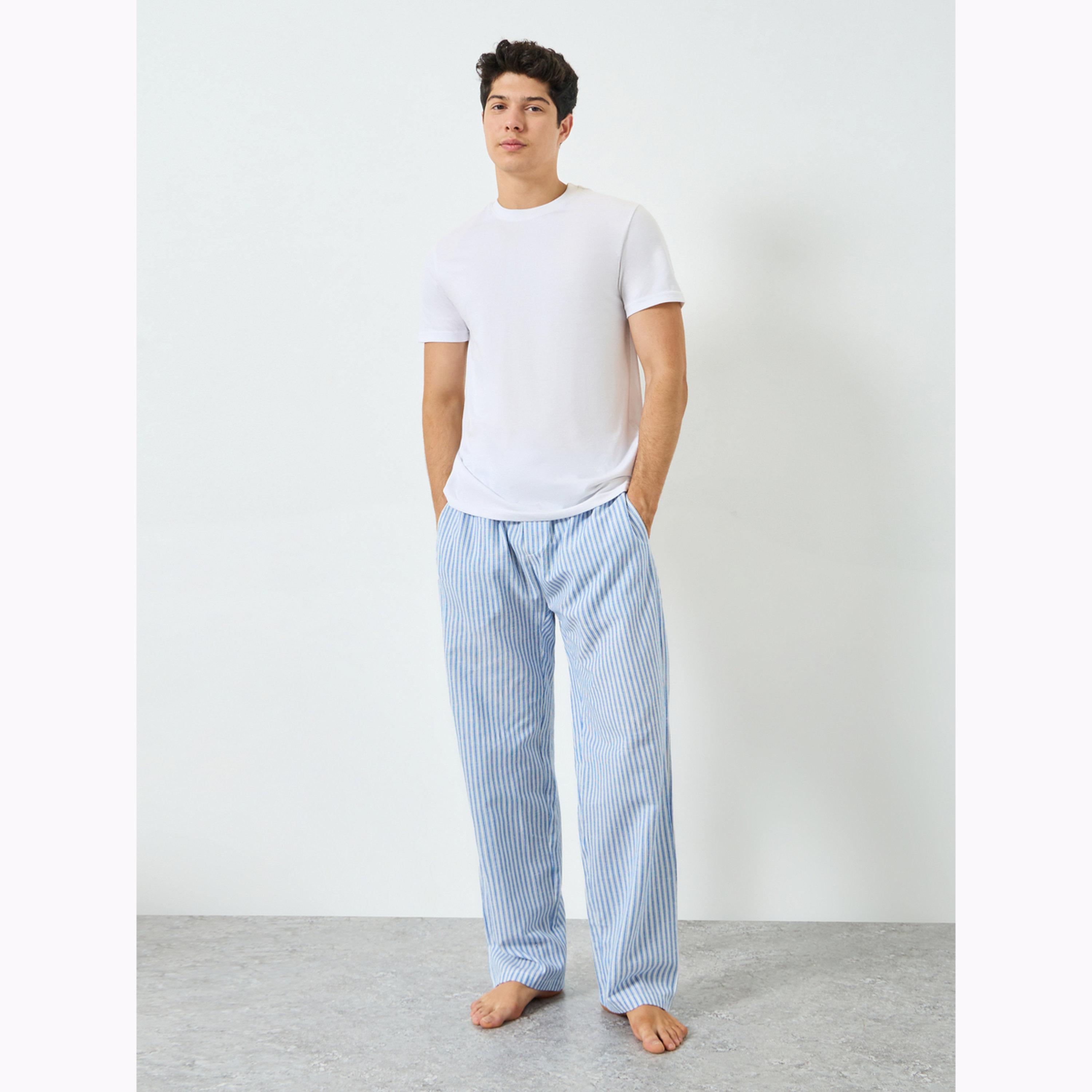Styli Men Blue Striped 100% Cotton Pyjama Pants-men-clothing-nightwear-sets-image-2