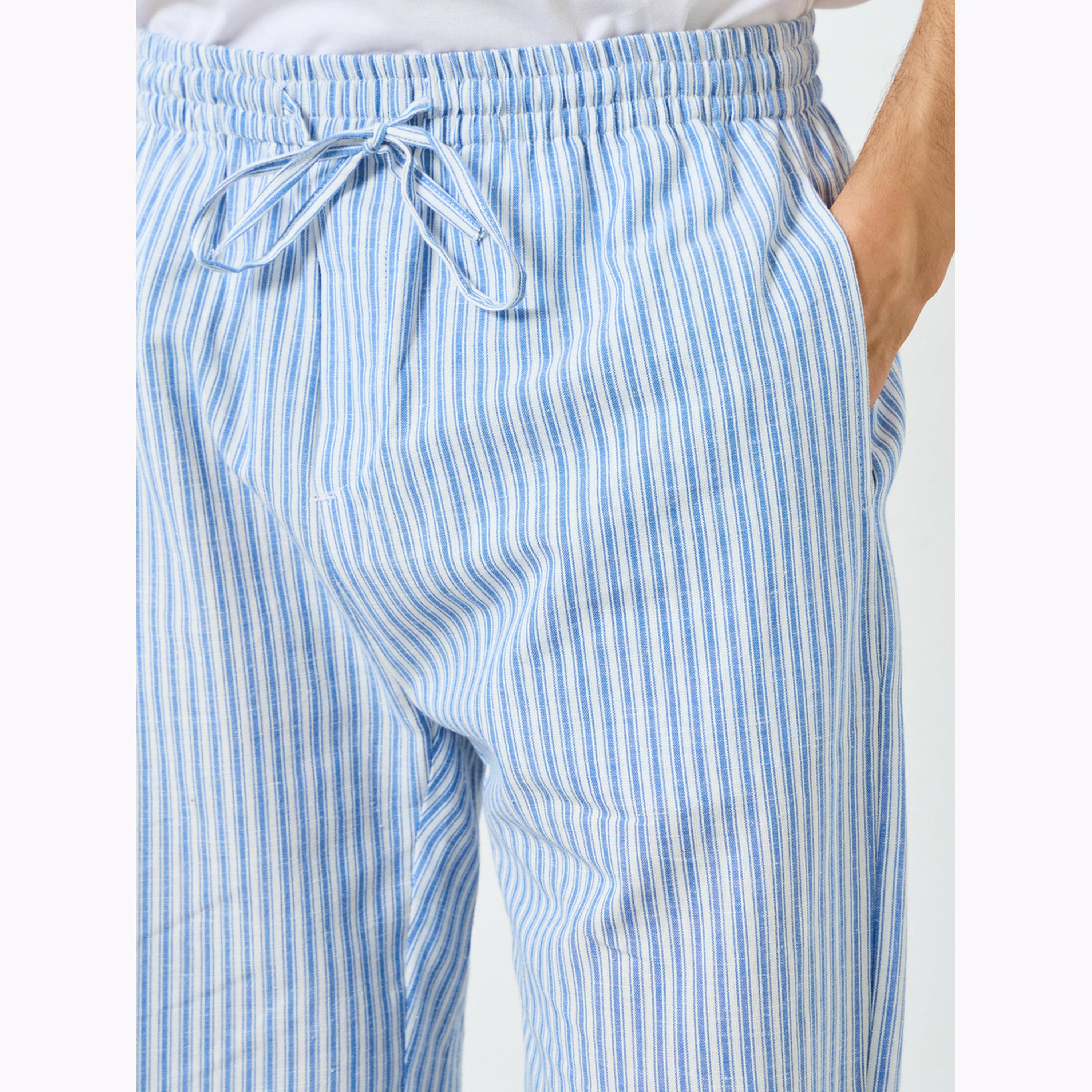 Styli Men Blue Striped 100% Cotton Pyjama Pants-men-clothing-nightwear-sets-image-4