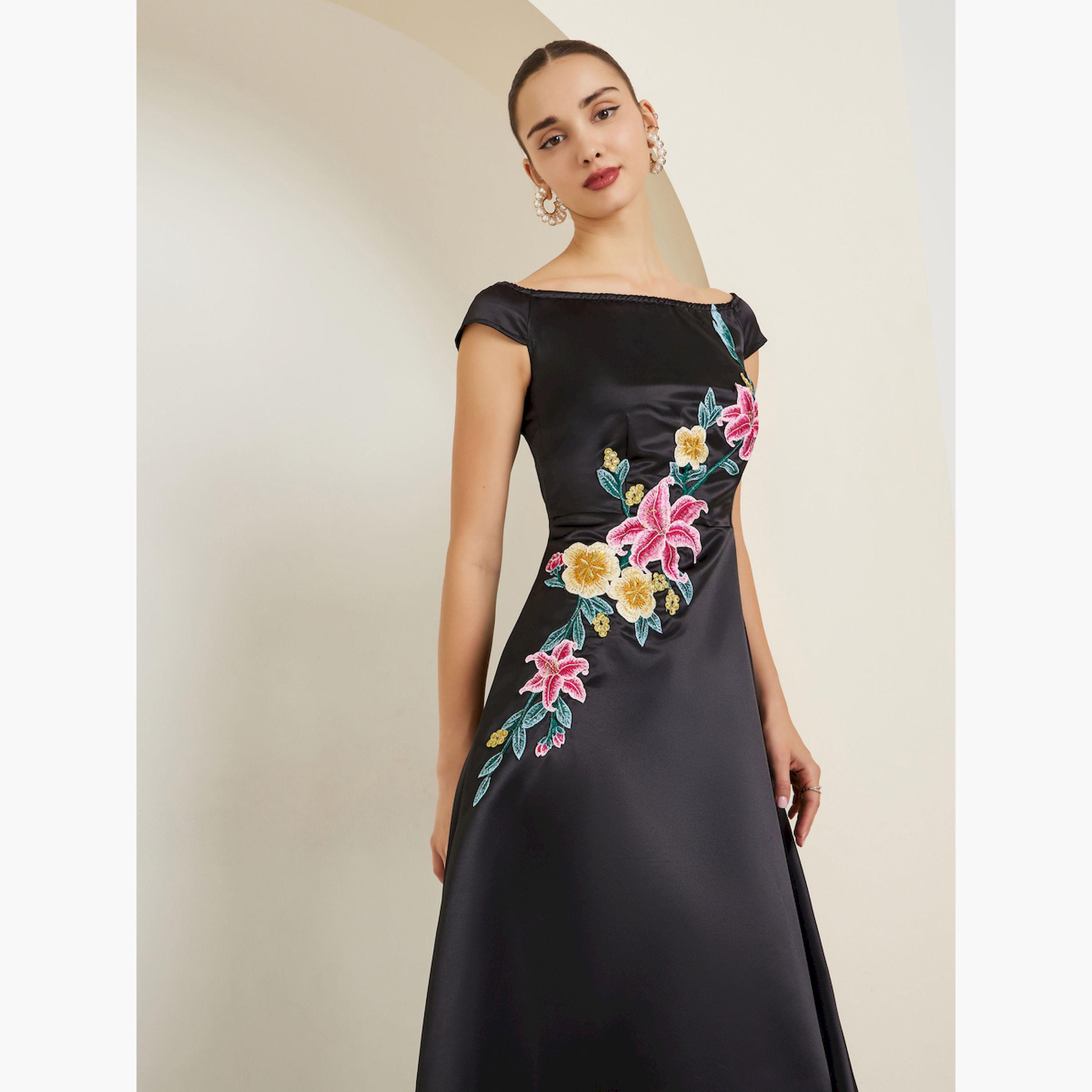 Styli Back Off Shoulder Embroidered Applique Maxi Dress-women-clothing-dresses-image-2