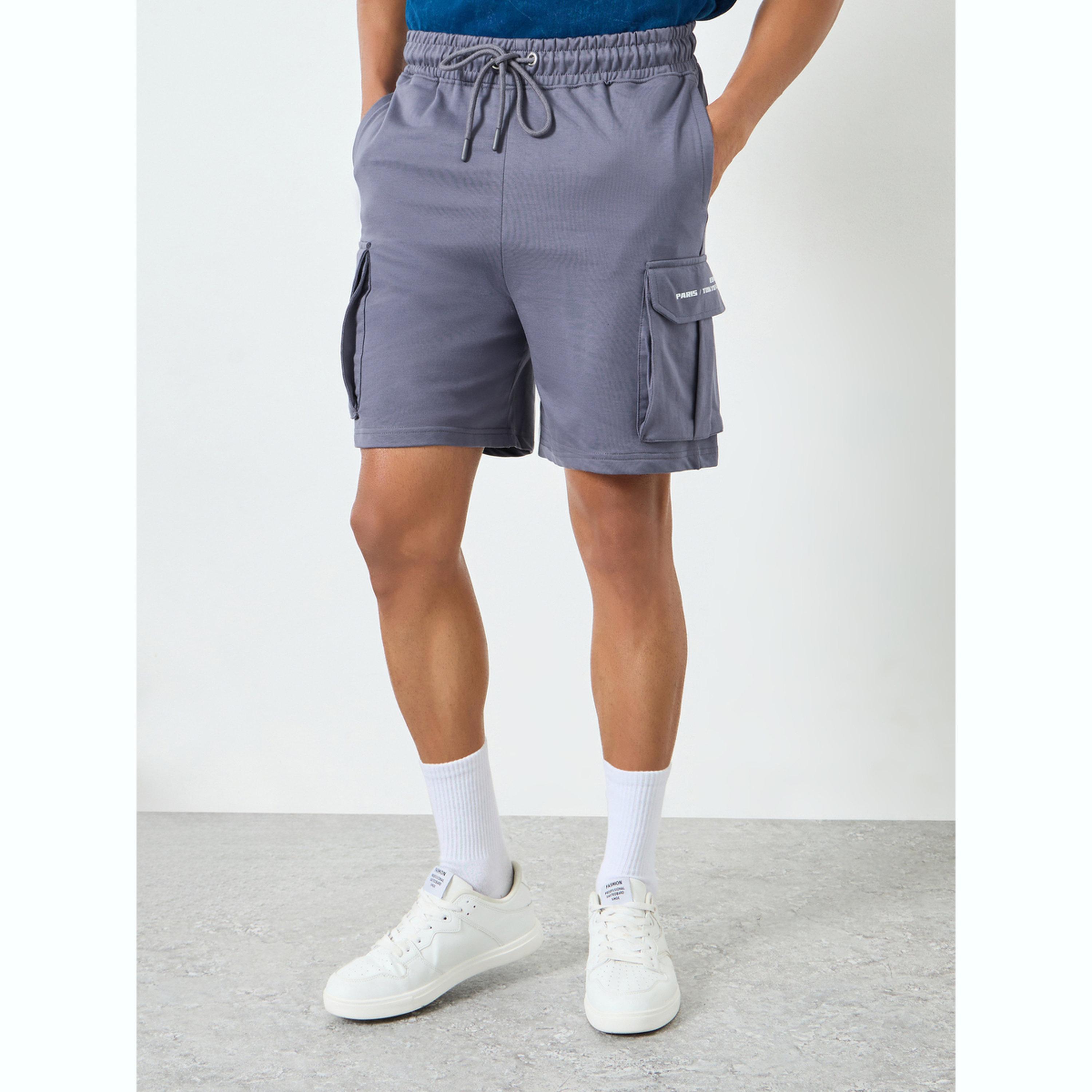 Styli Men Printed Cargo Pocket Shorts-men-clothing-bottoms-shorts-image-1