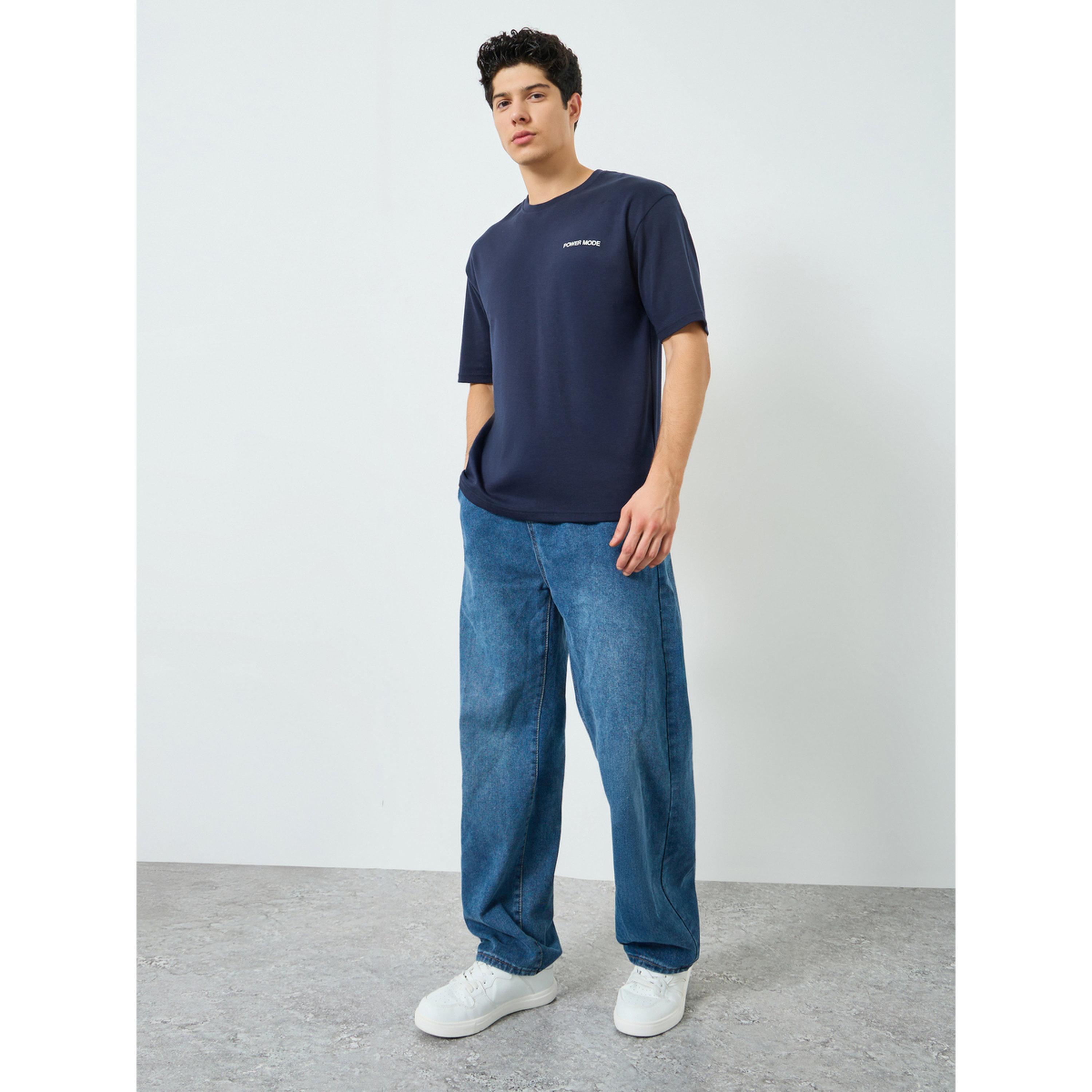 Styli Men Navy Blue Oversized T-Shirt-men-clothing-sportswearandactivewear-tshirtsandpolos-image-2