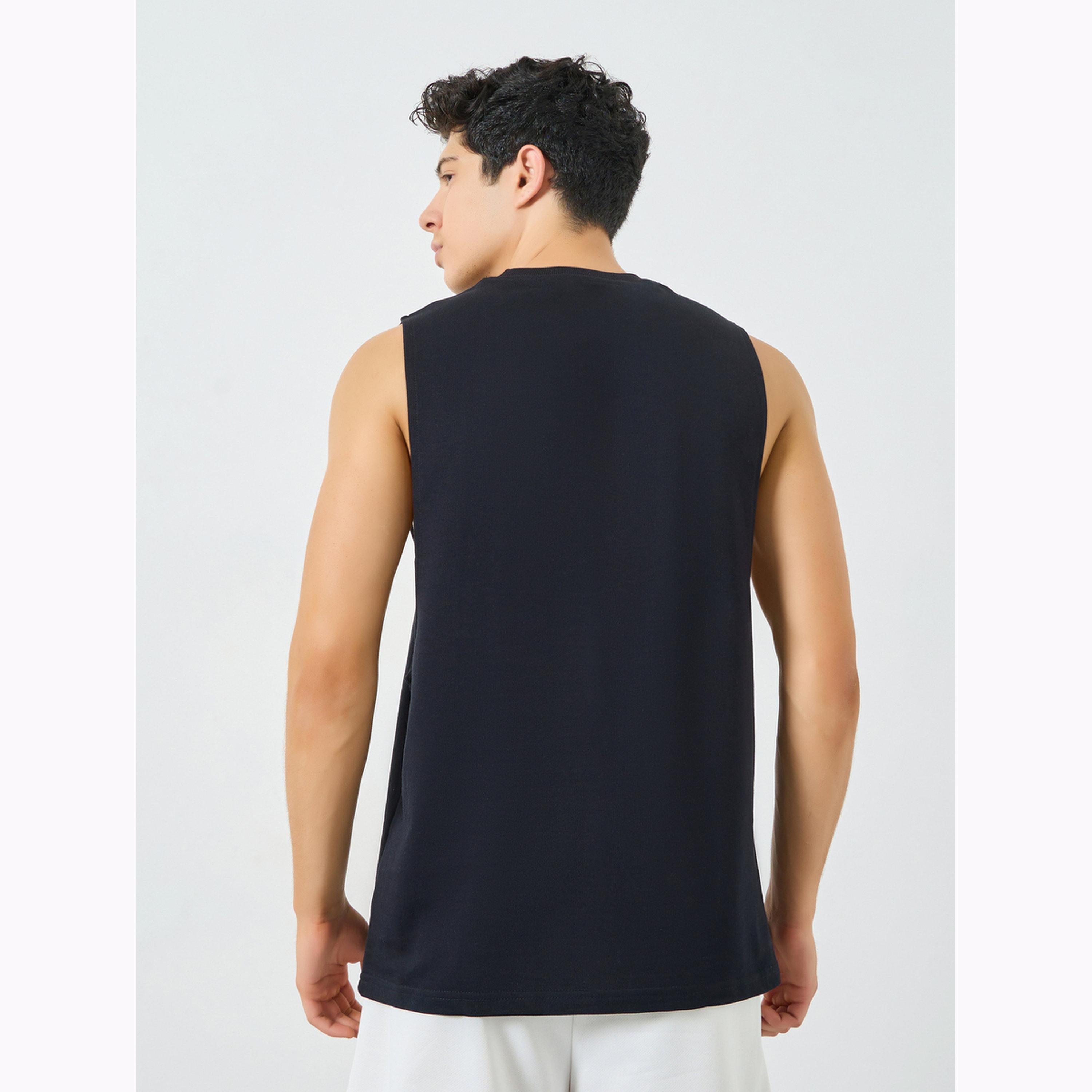 تانك توب بطبعة بسيطة للرجال لون أسود-men-clothing-sportswearandactivewear-tshirtsandpolos-image-4