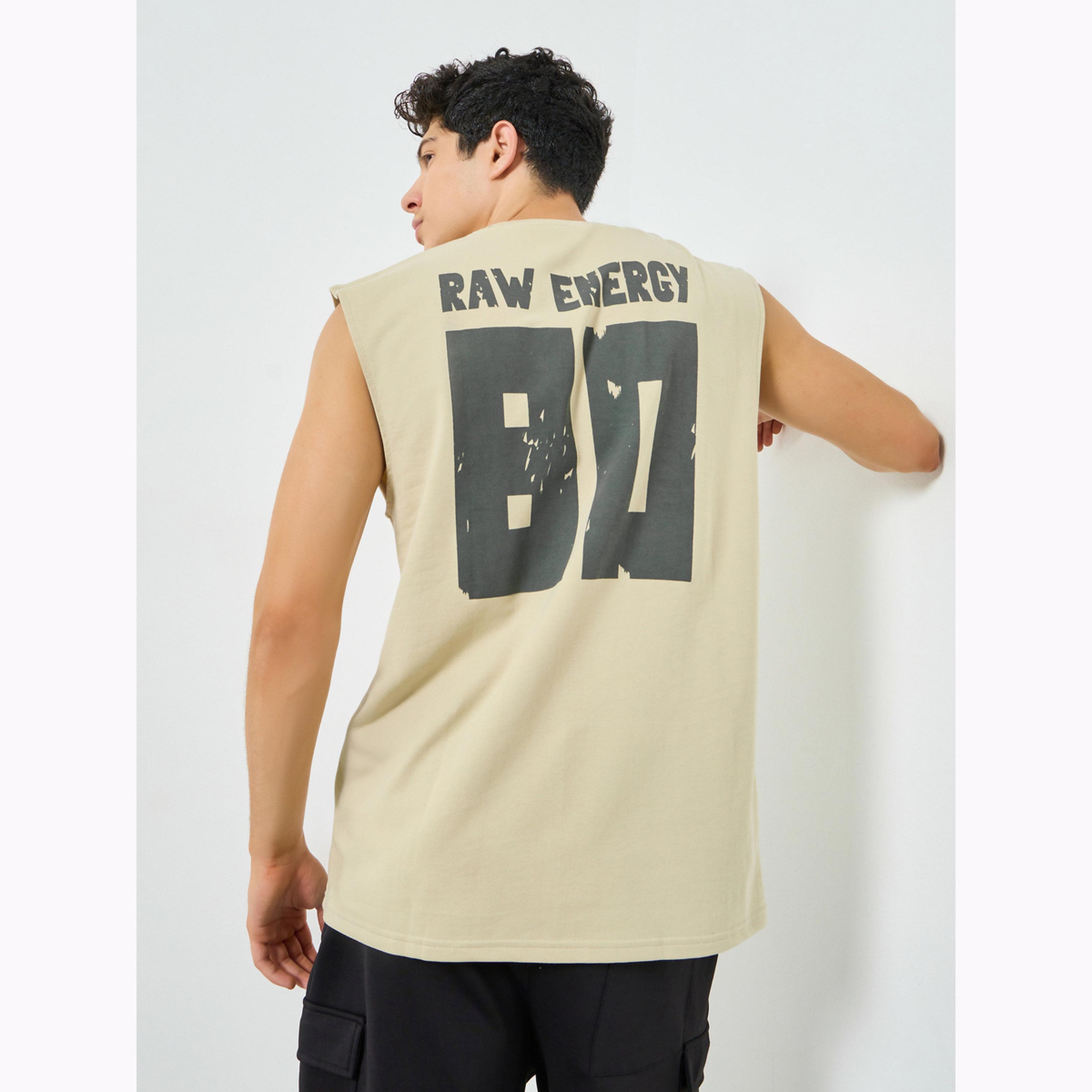 Styli Men Khaki Graphic Print Oversized Tank-men-clothing-tshirtsandpolos-vests-image-4