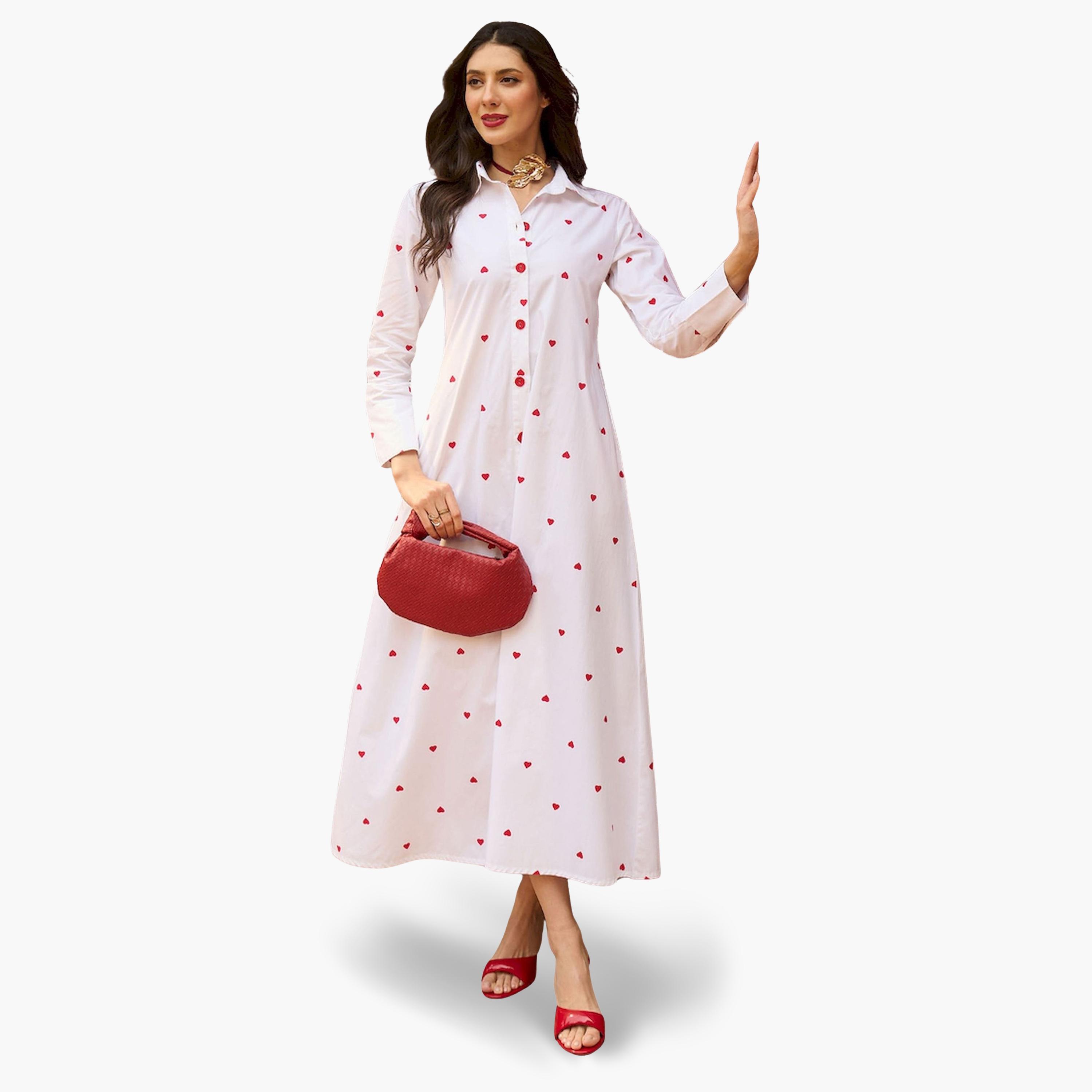 Sassafras X Styli White Heart Print A-Line Maxi Dress-women-clothing-dresses-image-6