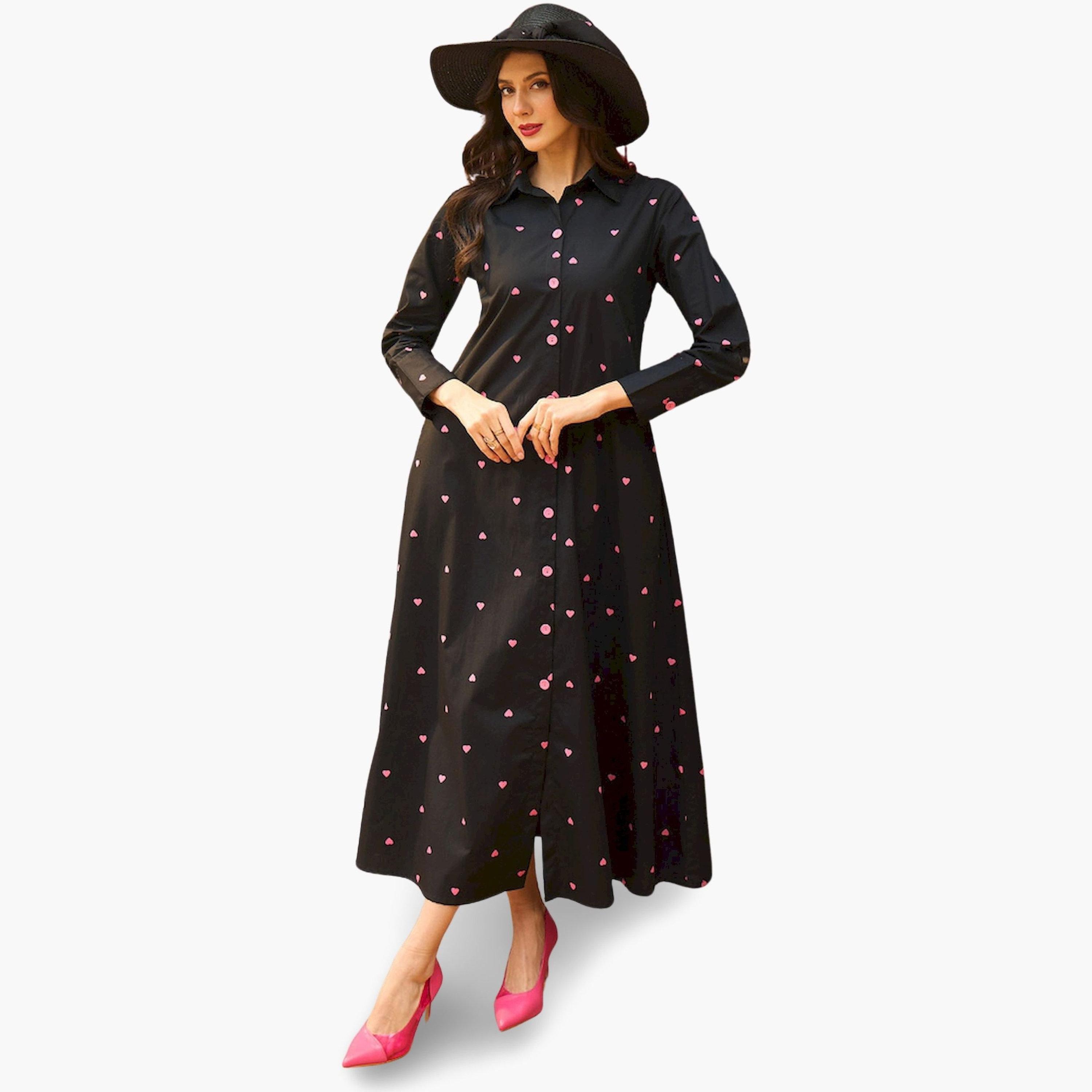 Sassafras X Styli Black Heart Print A-Line Maxi Dress-women-clothing-dresses-image-2