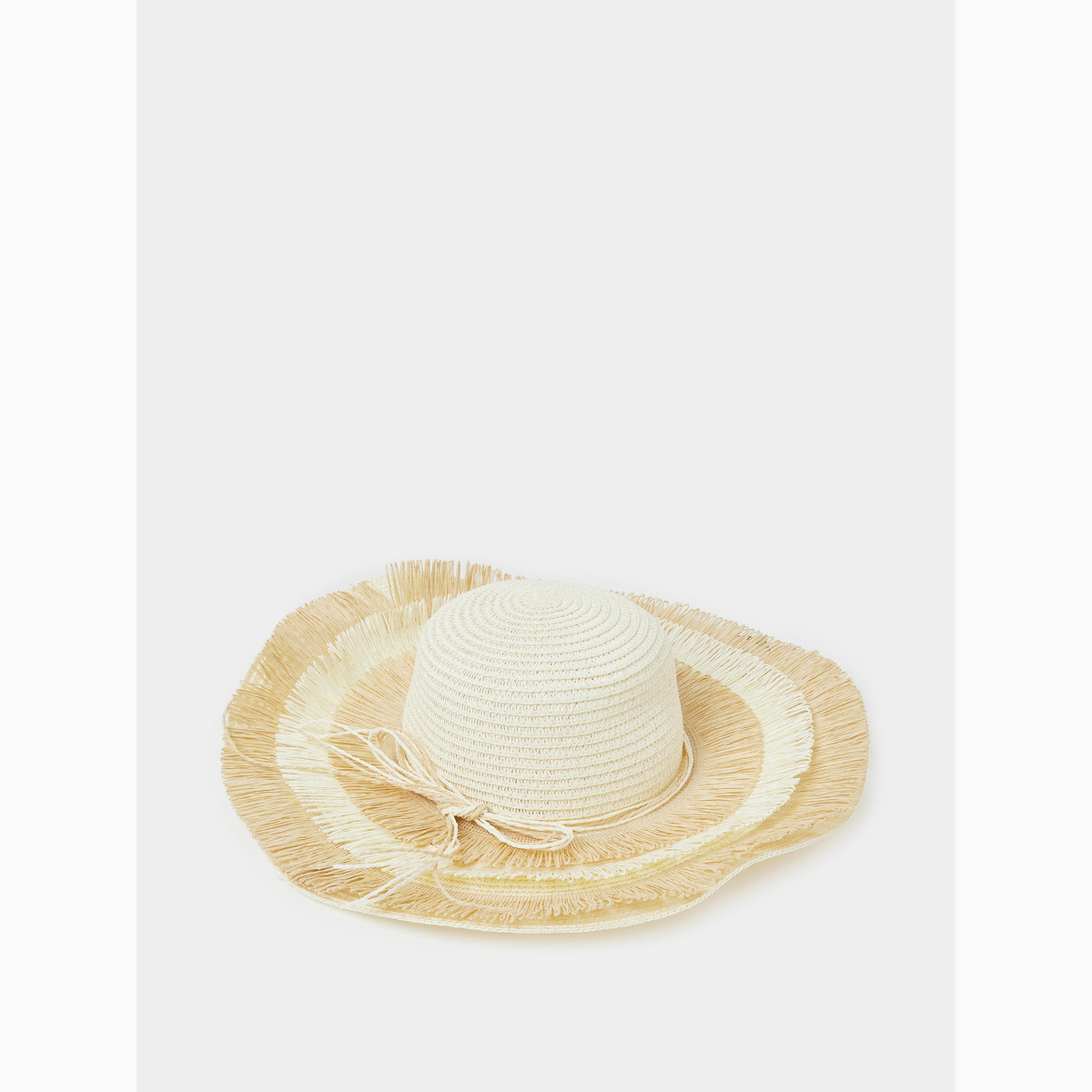 Styli Wide Brim Frayed Edge Straw Hat-women-clothingaccessories-capsandhats-image-1