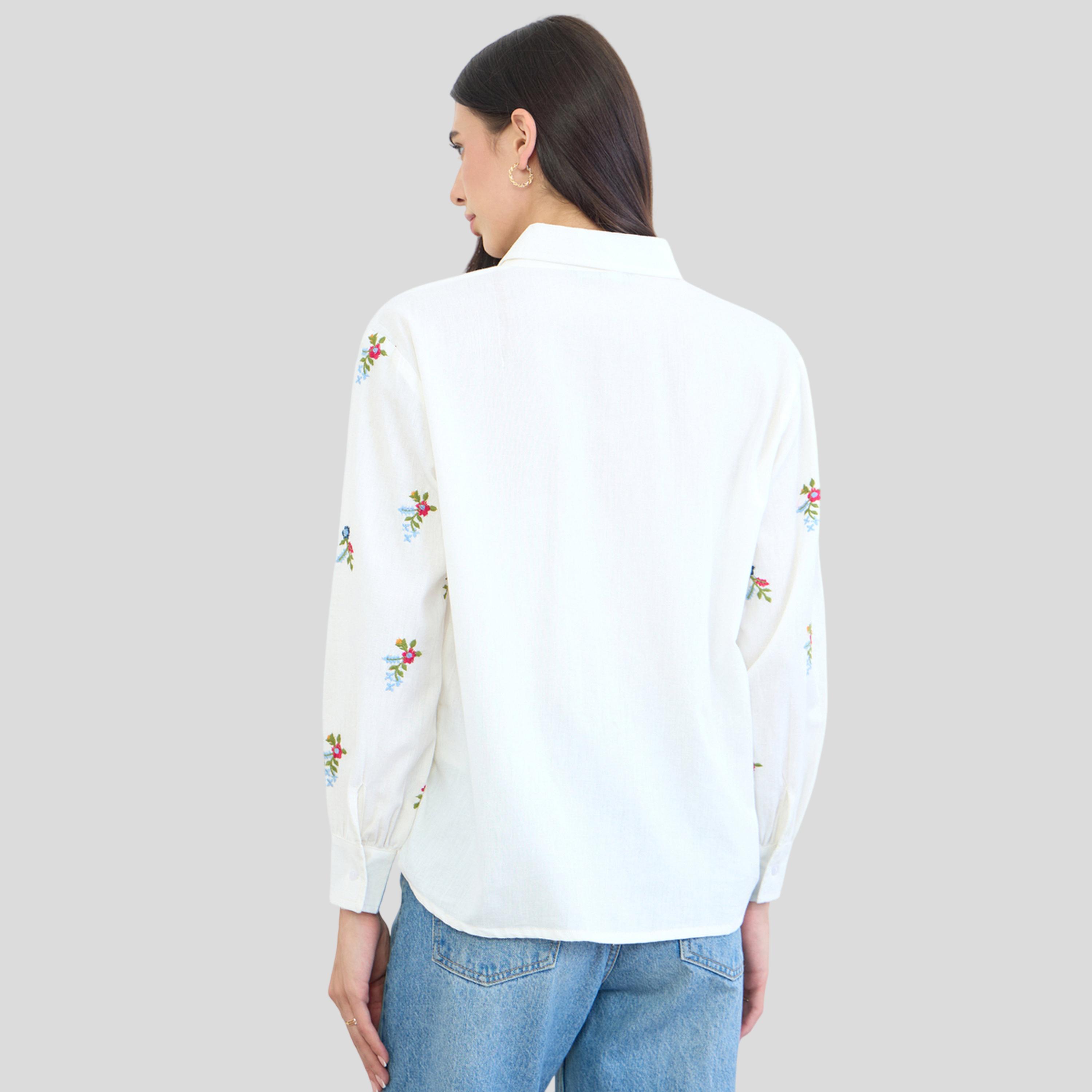 Styli Off White Embroidered Cotton Shirt-women-clothing-shirtsandblouses-shirts-image-4