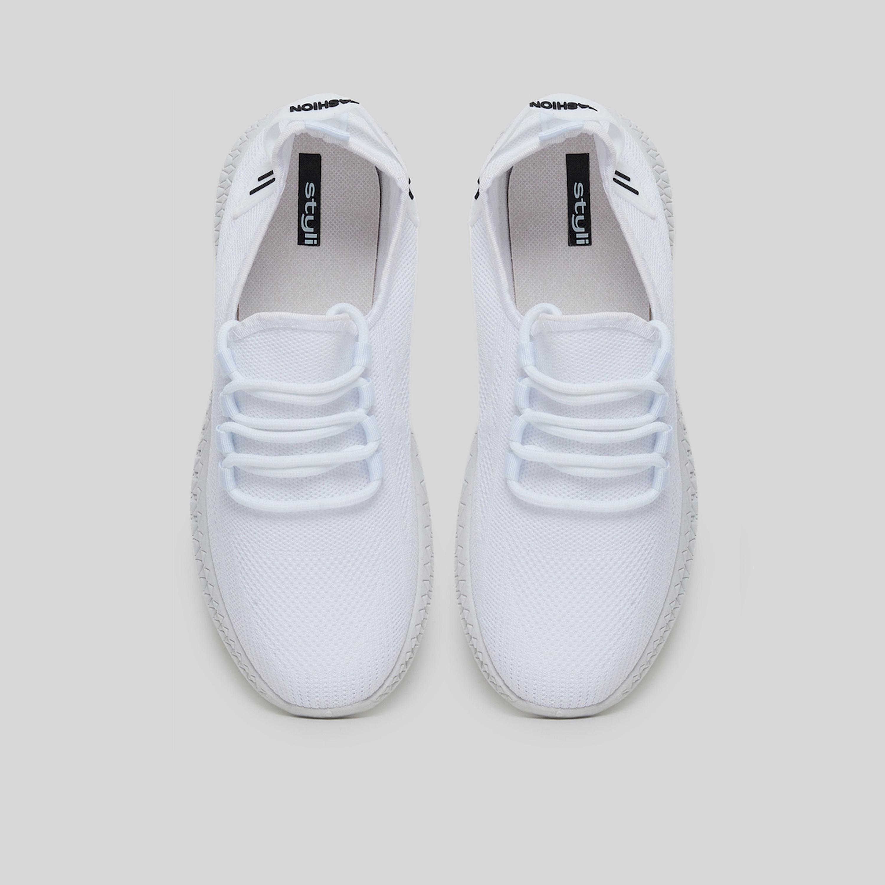 Styli Men White Knit Running Sneakers-sports-men-shoes-image-3