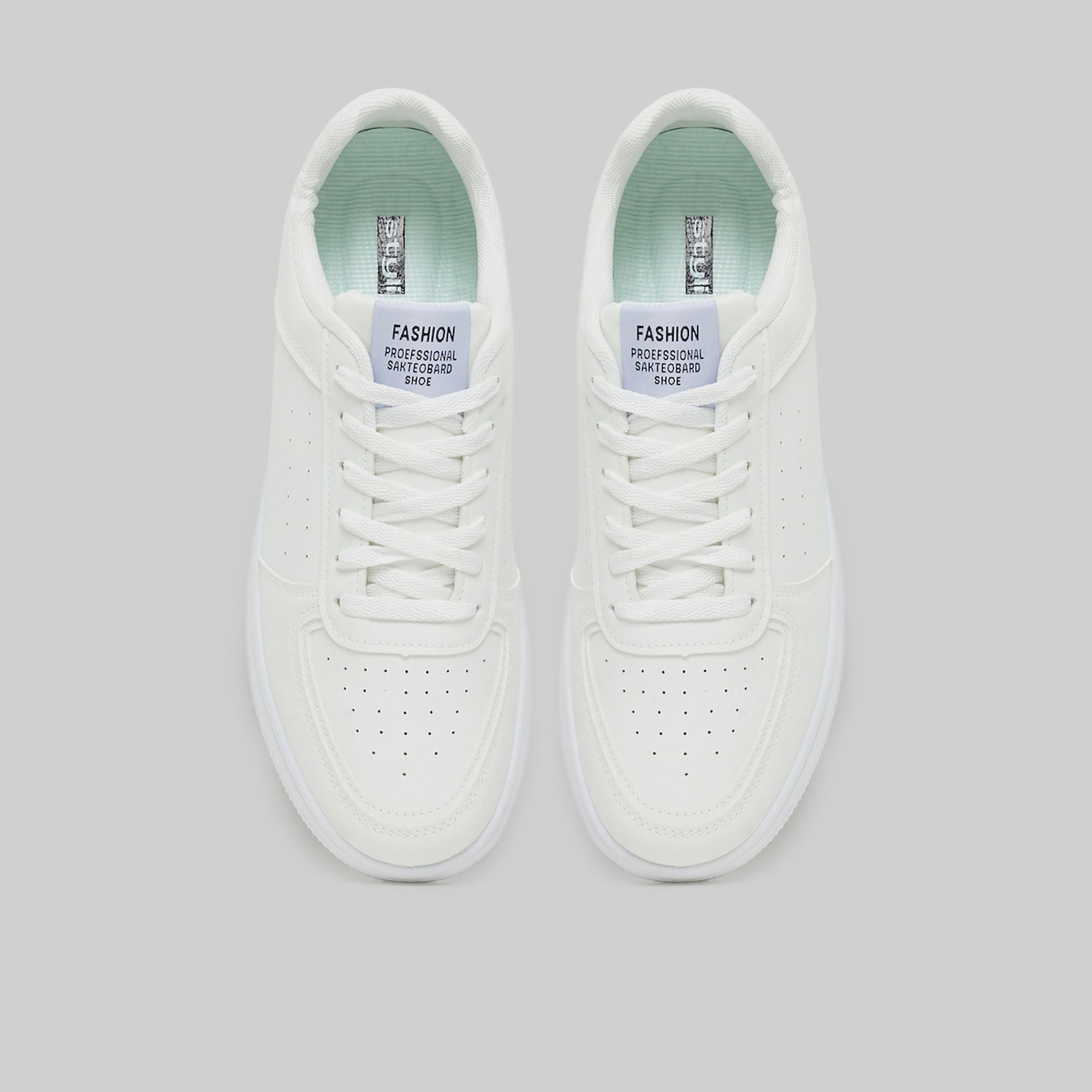 Styli Minimalist White Lace-Up Casual Sneakers-men-shoes-sneakers-image-3