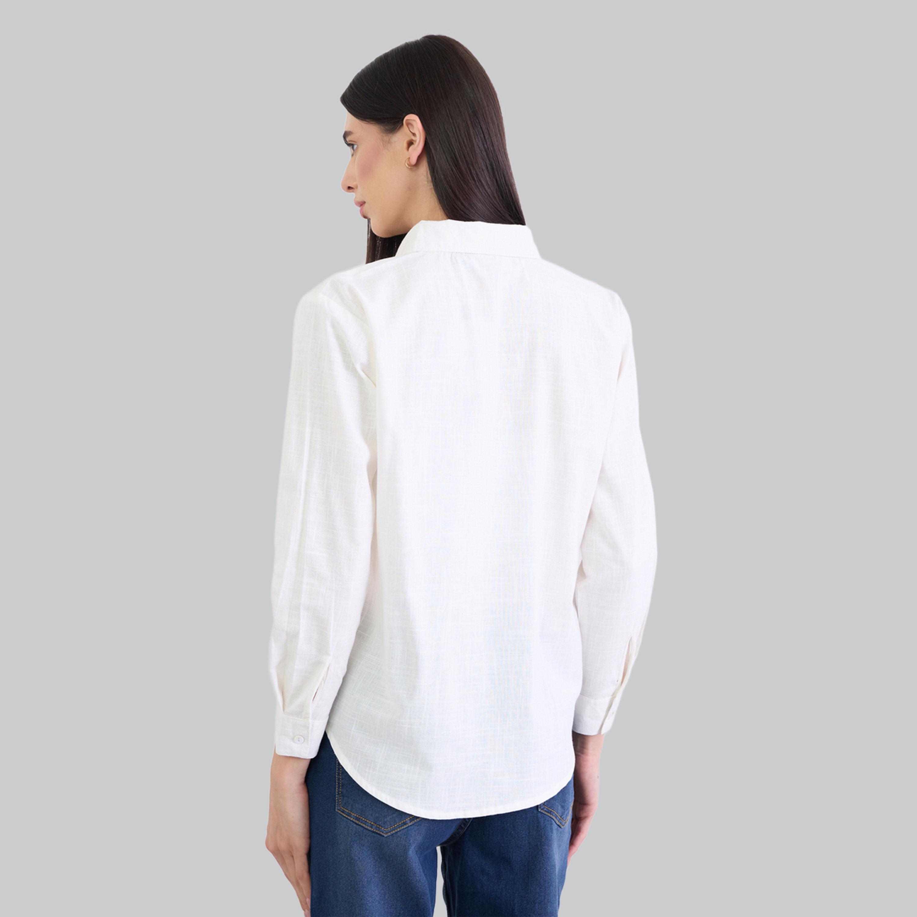 Styli Off White Linen Blend Relaxed Fit Shirt-women-clothing-shirtsandblouses-shirts-image-3