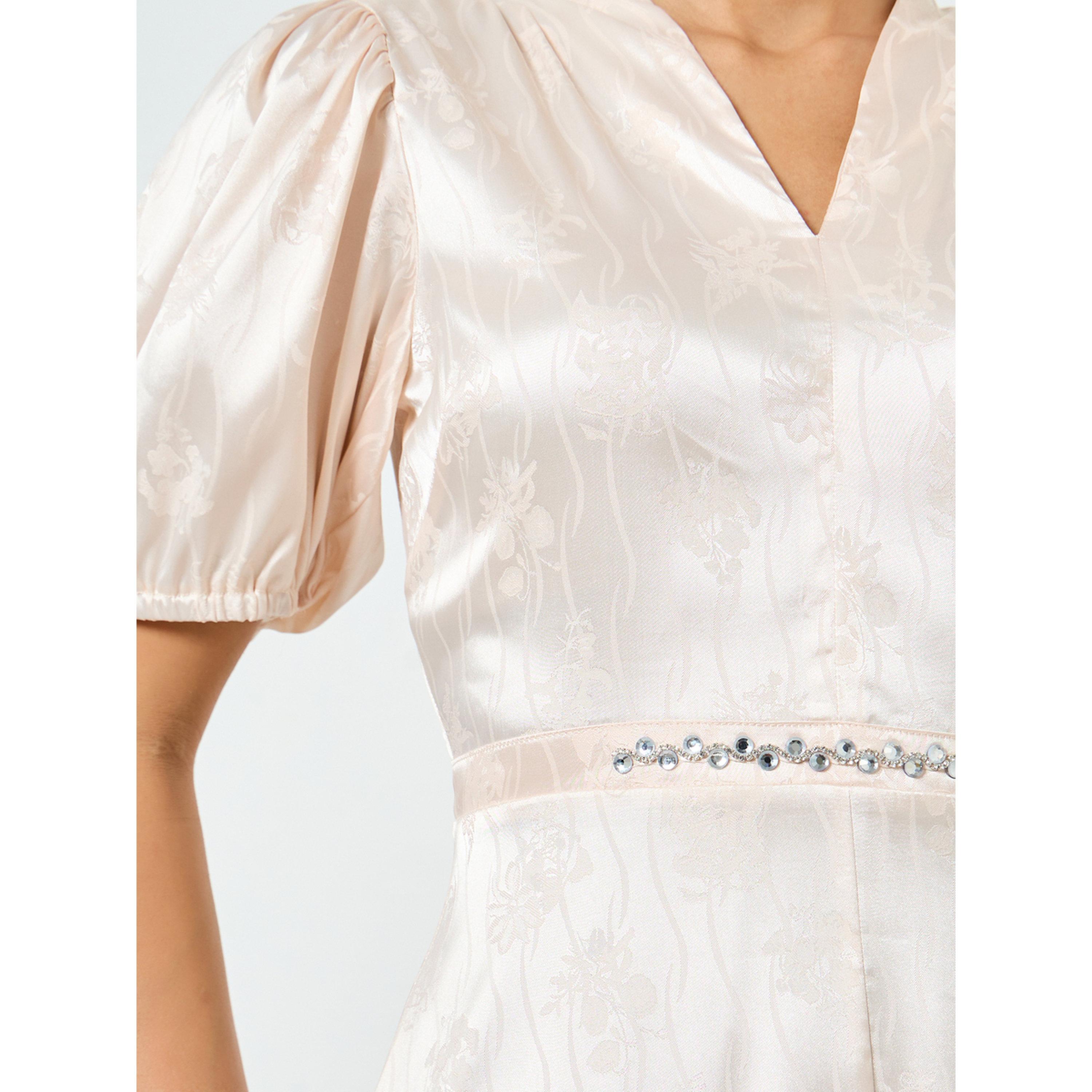 Styli Cream Studded Waist Jacquard Maxi Dress-women-clothing-dresses-image-5