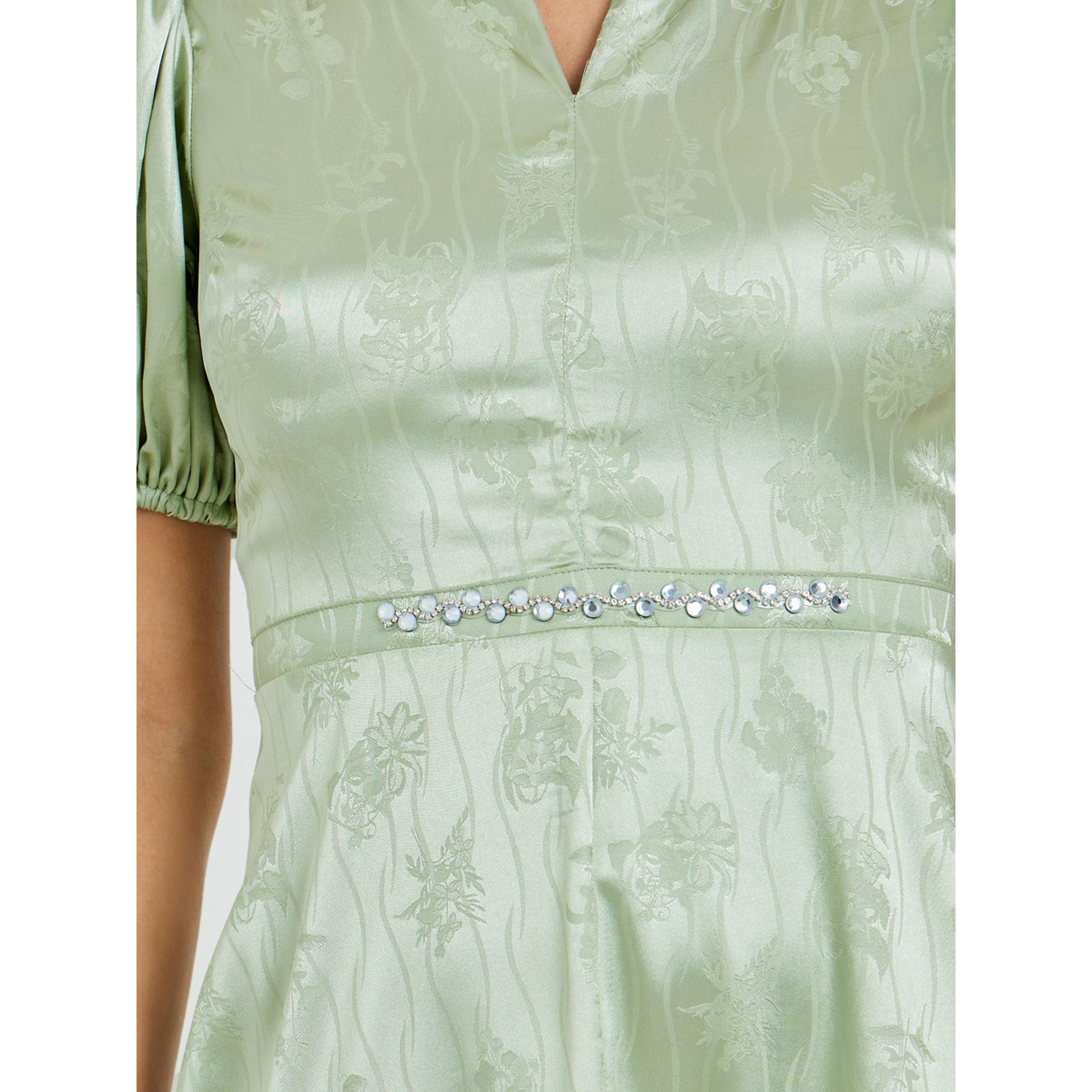 Styli Green Studded Waist Jacquard Maxi Dress-women-clothing-dresses-image-5
