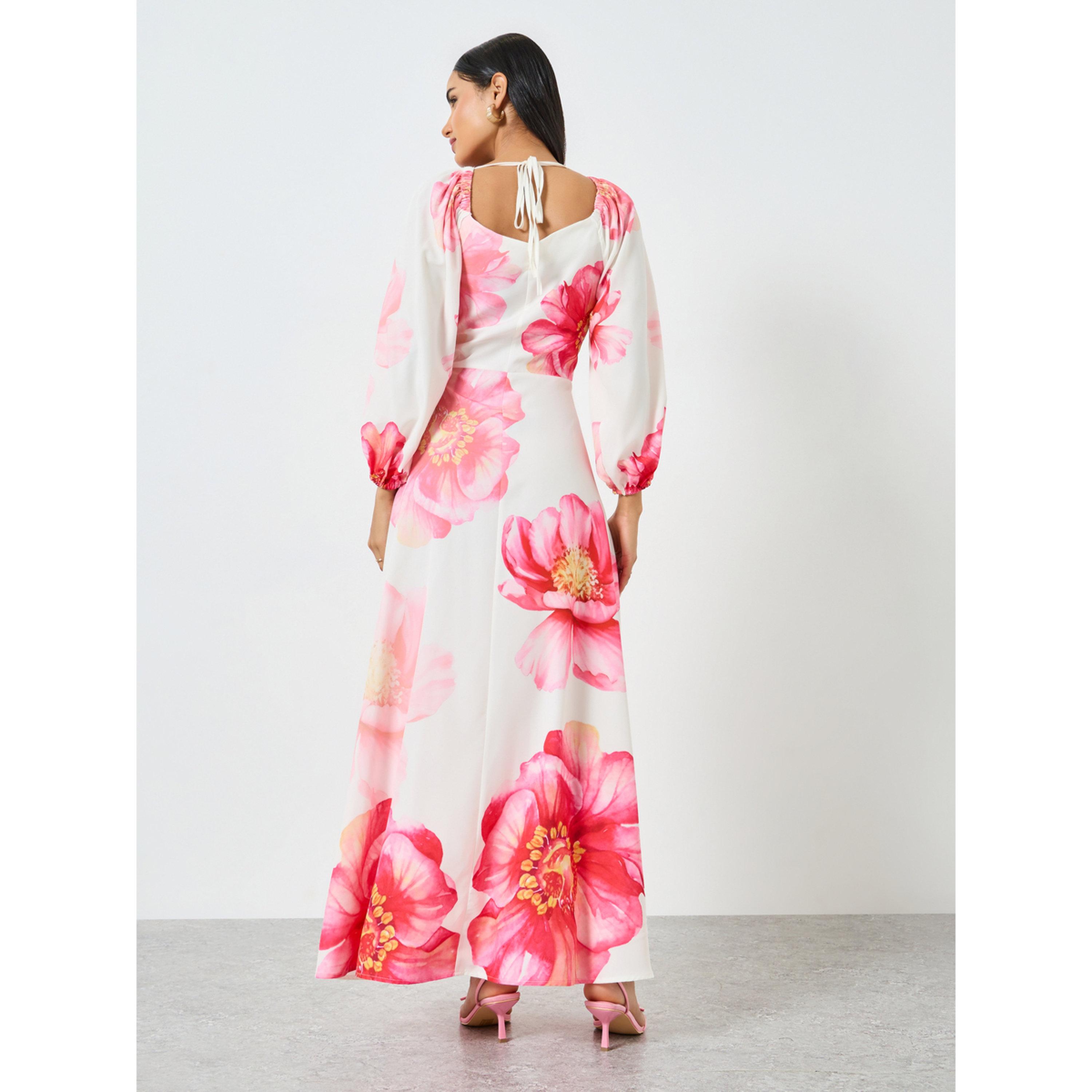 فستان طويل بنقش زهور وياقة قلب-women-clothing-dresses-image-4