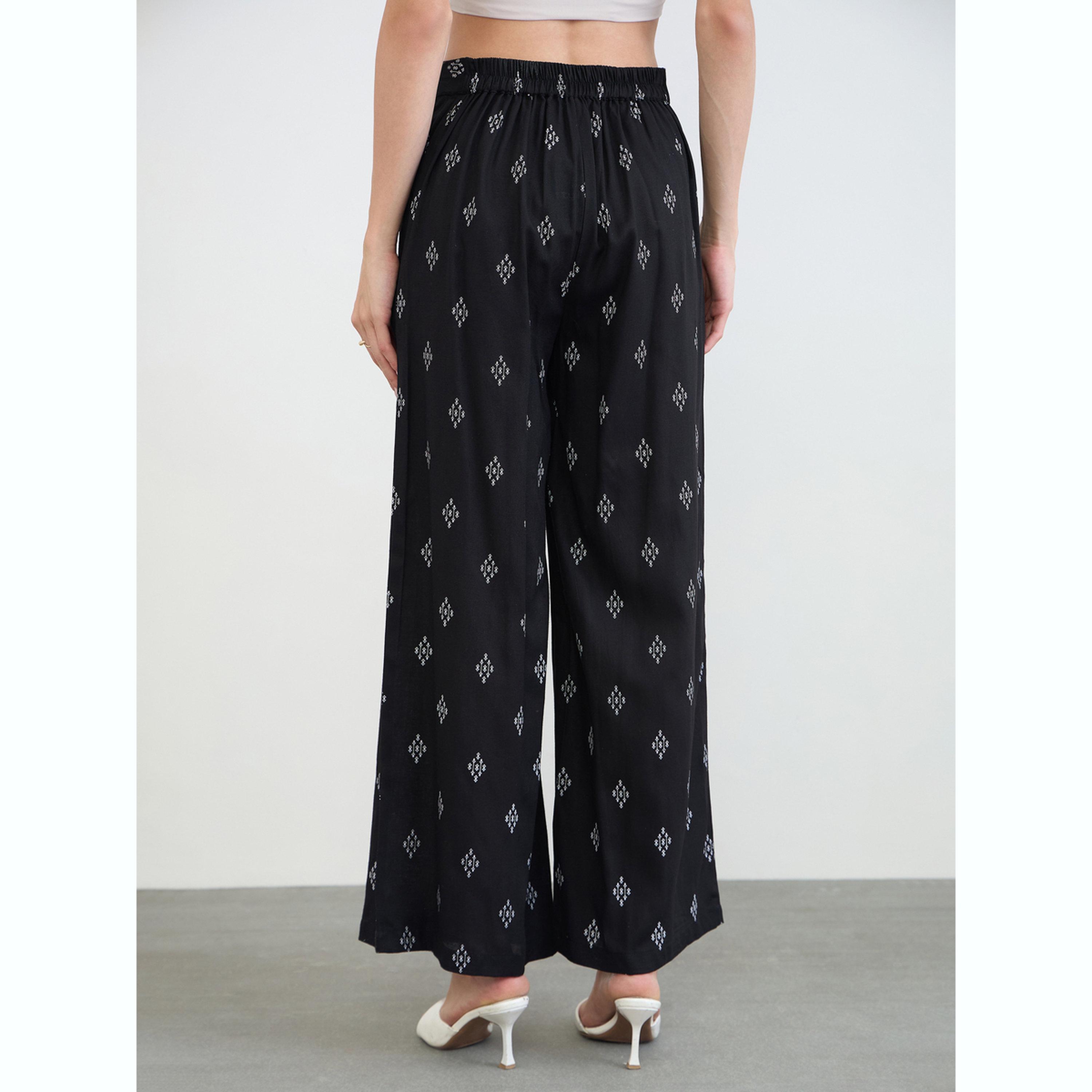 بنطال بأرجل واسعة وجيب جانبي مطبوع-women-clothing-ethnicwear-bottoms-palazzos-image-4