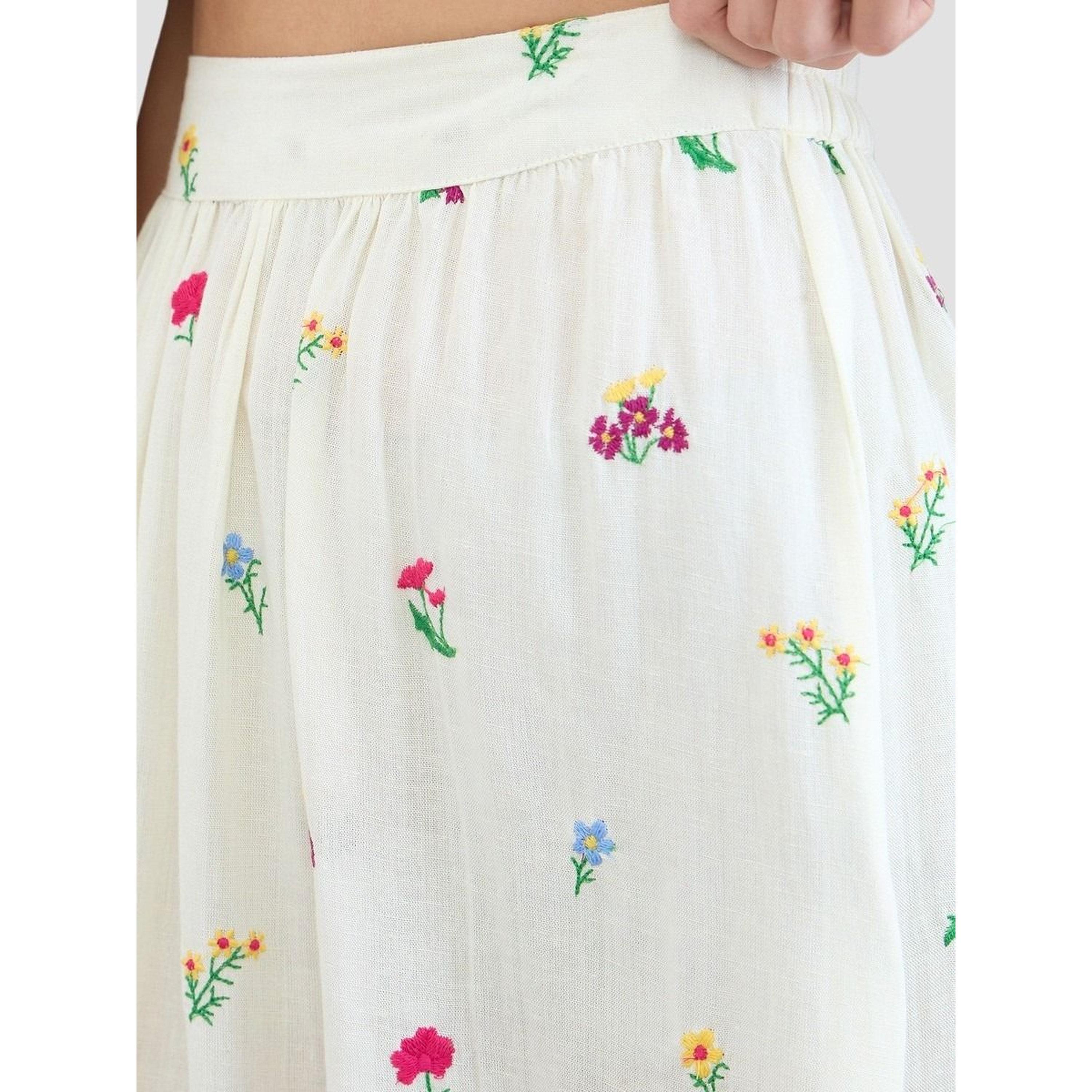 تنورة طويلة مطرزة بنقشة زهور-women-clothing-bottoms-skirts-image-3