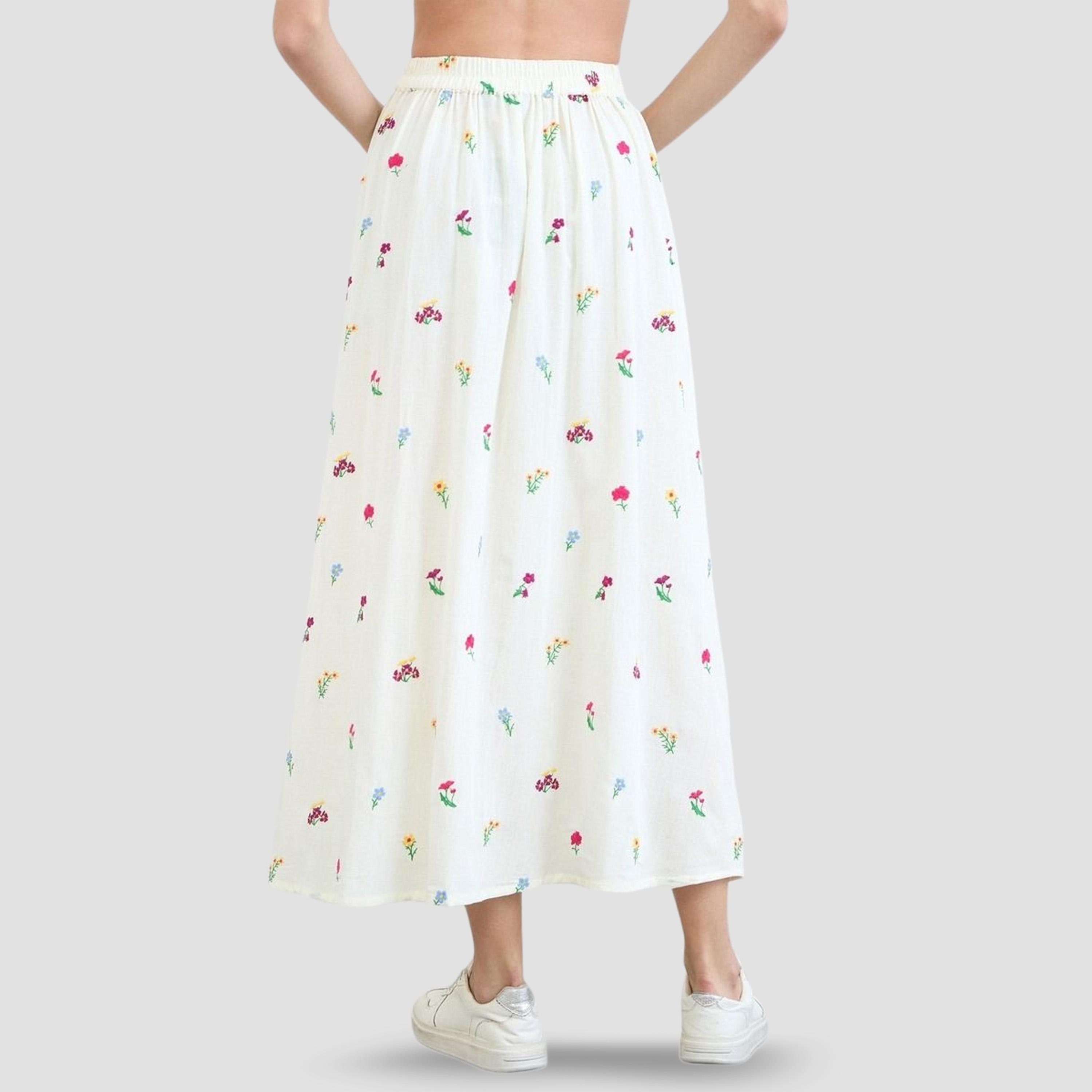 Styli Off White Floral Embroidered Maxi Skirt-women-clothing-bottoms-skirts-image-4
