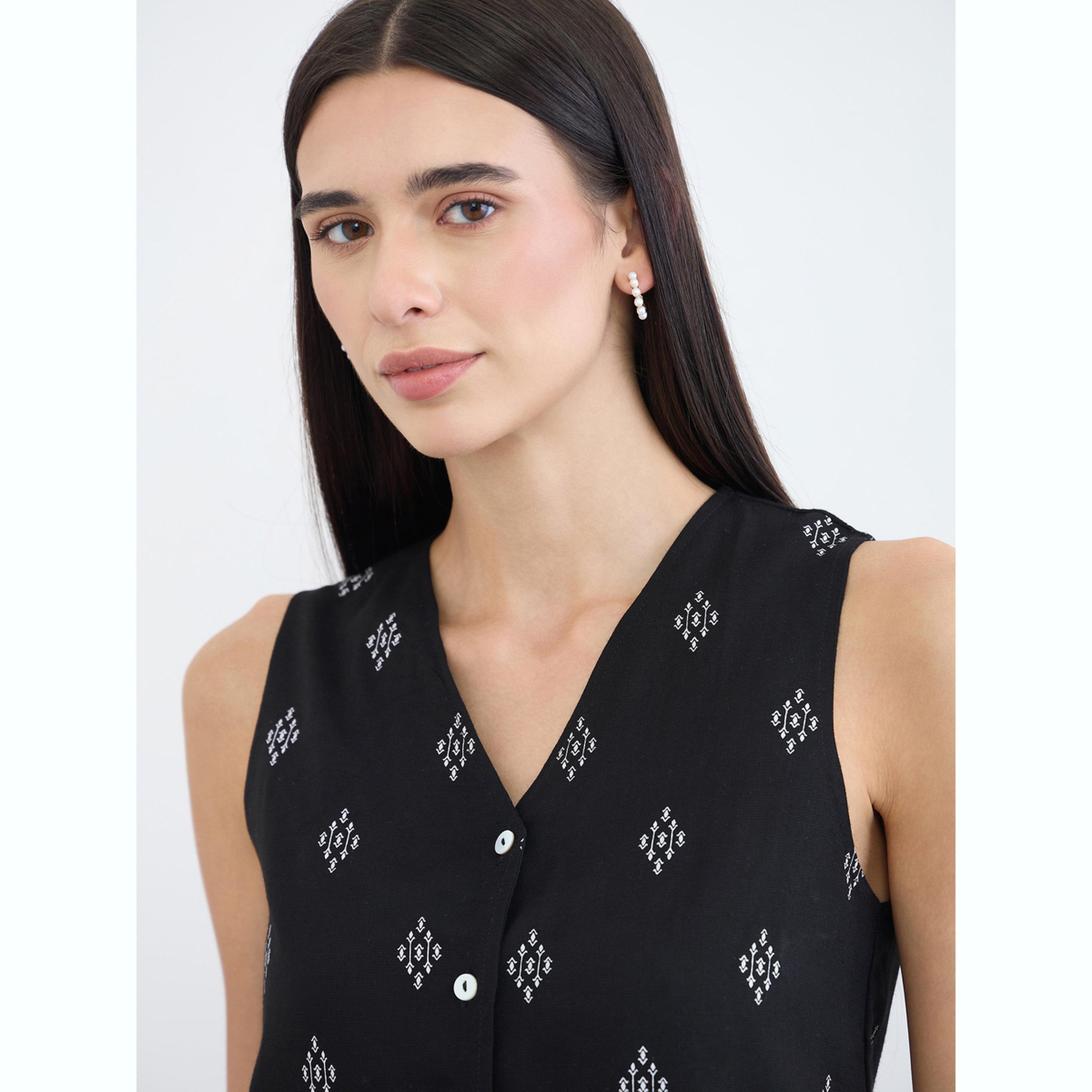 Styli Black Sleeveless Printed Waistcoat-women-clothing-shirtsandblouses-blouses-image-5