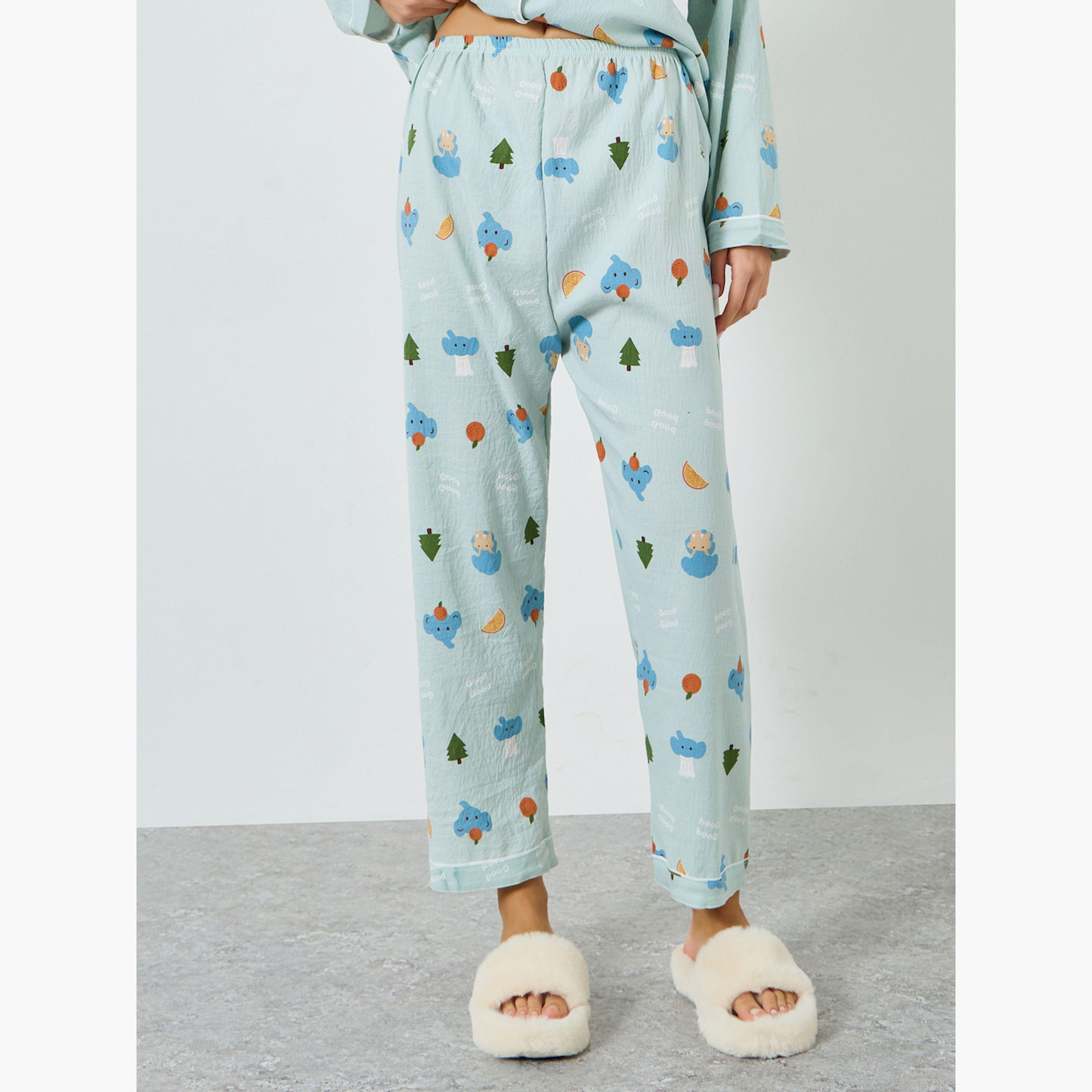 Styli Graphic Print Long Sleeve Shirt and Pyjama Set-women-clothing-nightwear-pyjamas-longsets-image-5