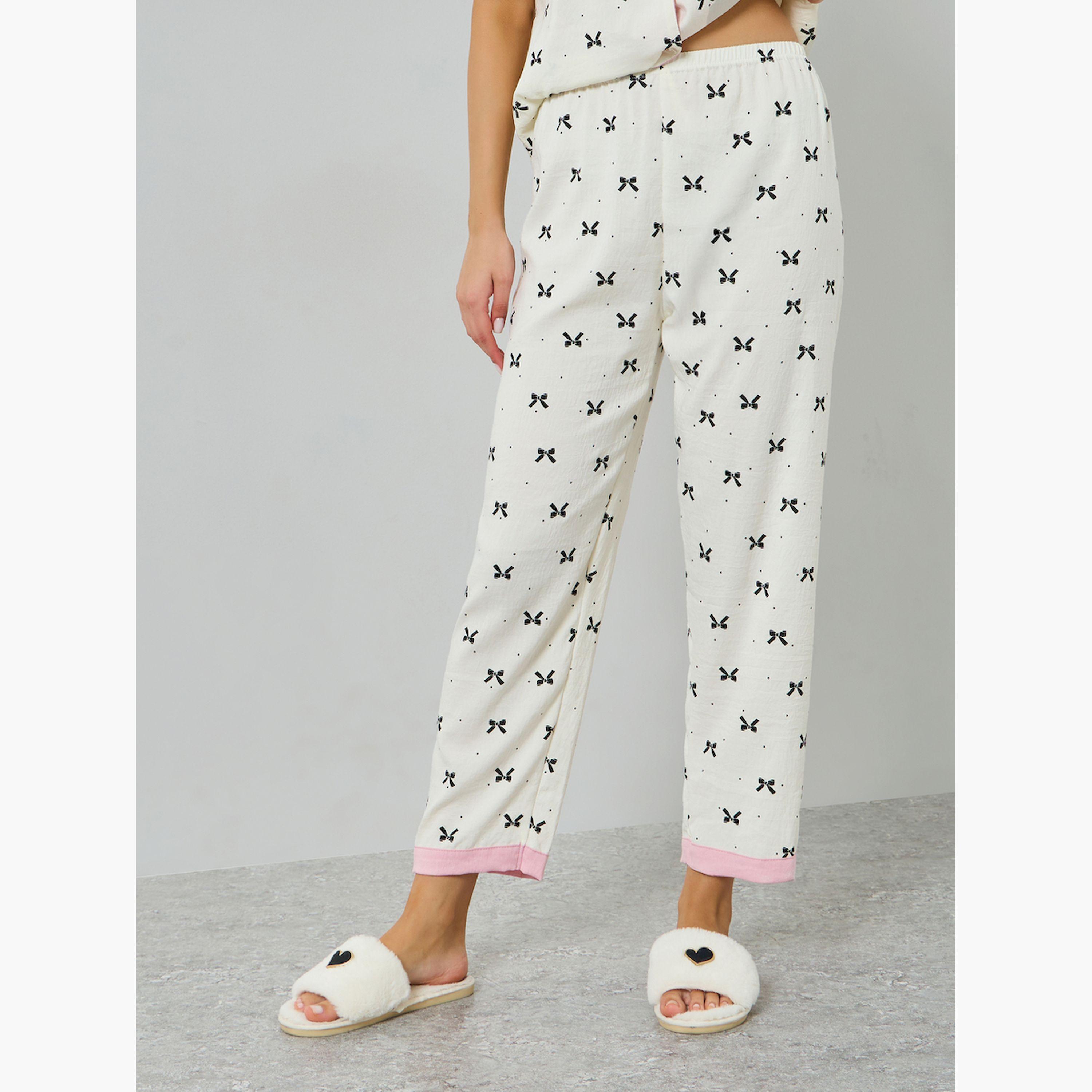 Styli Pack of 3 - Cat Bow Print Shirt, Short and Pyjama Set-women-clothing-nightwear-pyjamas-longsets-image-4