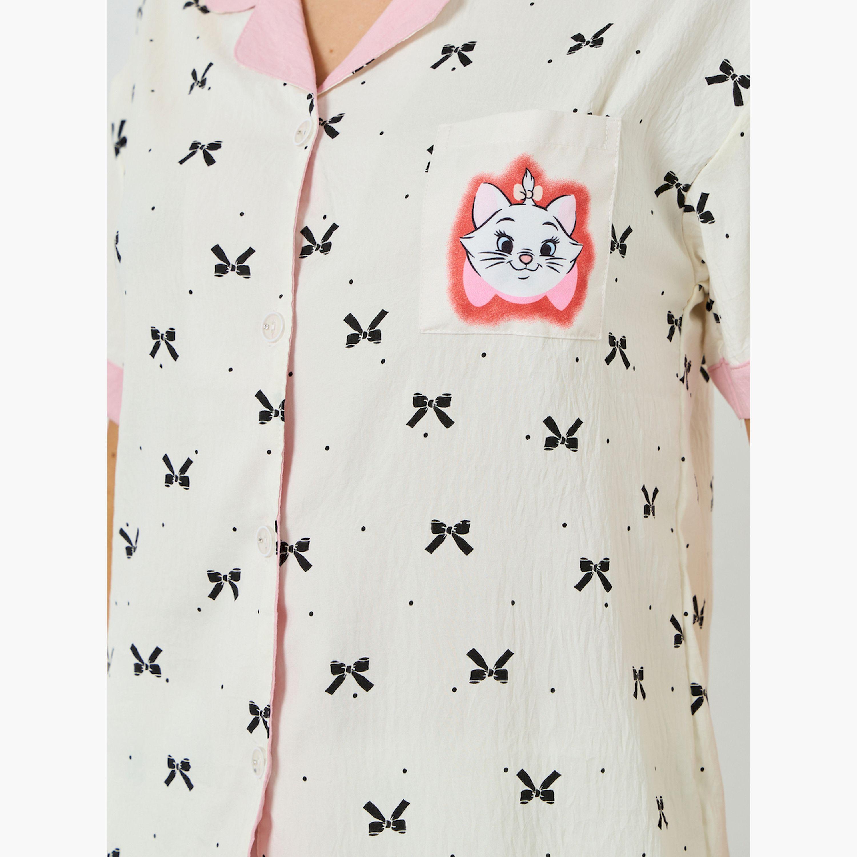 Styli Pack of 3 - Cat Bow Print Shirt, Short and Pyjama Set-women-clothing-nightwear-pyjamas-longsets-image-6