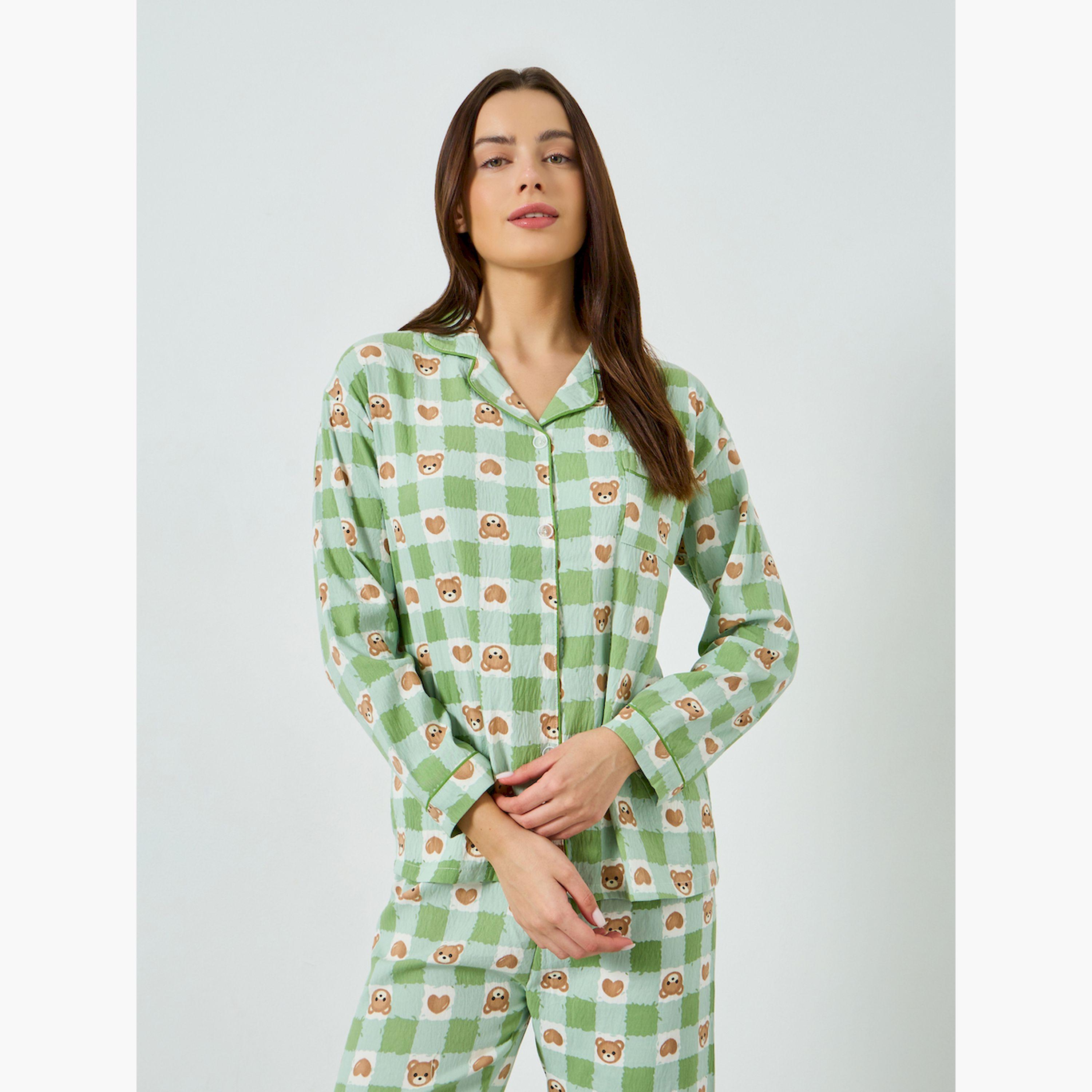 مجموعة من بيجاما وقميص بطبعة دب-women-clothing-nightwear-pyjamas-longsets-image-2
