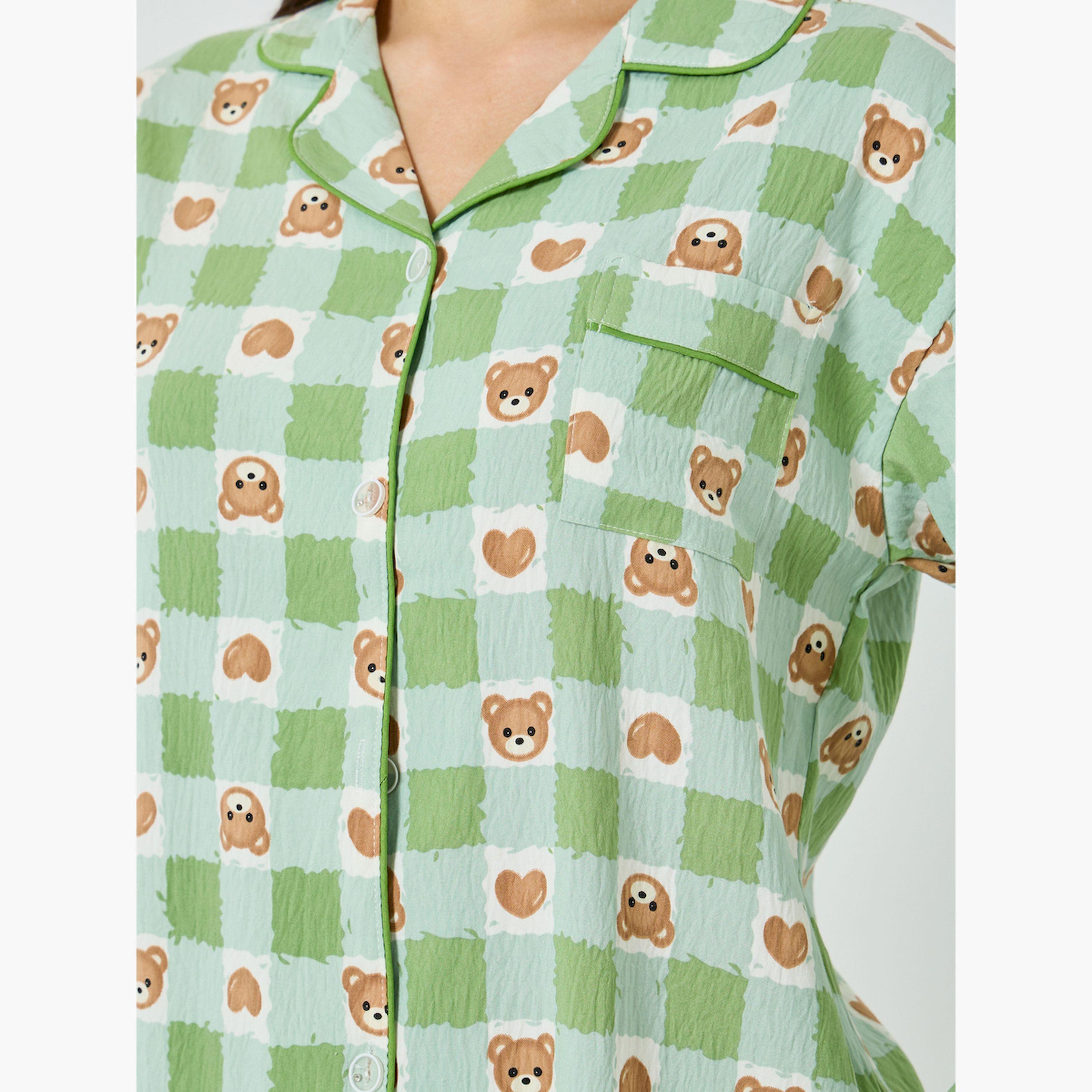 مجموعة من بيجاما وقميص بطبعة دب-women-clothing-nightwear-pyjamas-longsets-image-5