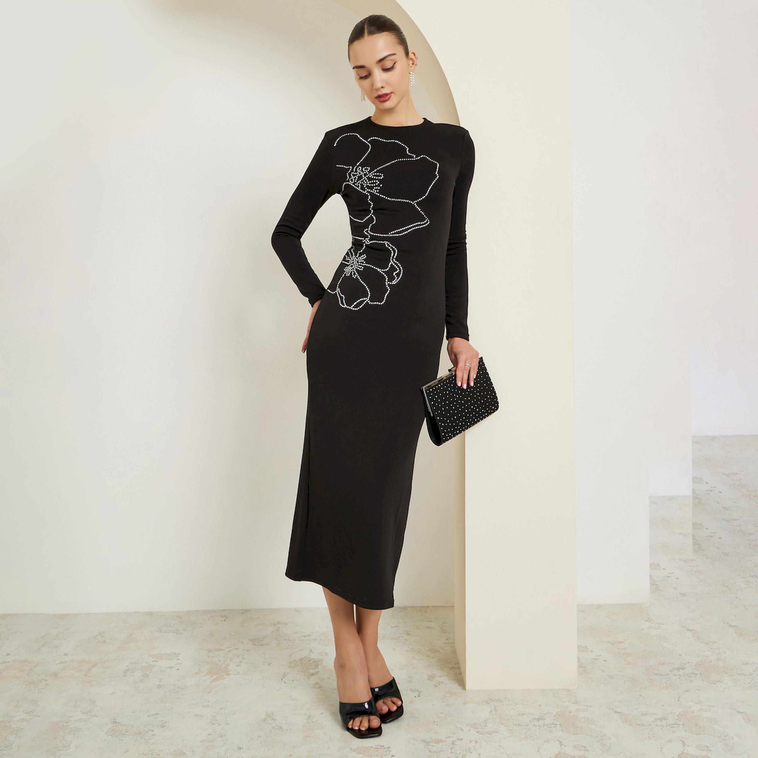 فستان ميدي قصة ضيقة مزين-women-clothing-dresses-image-1