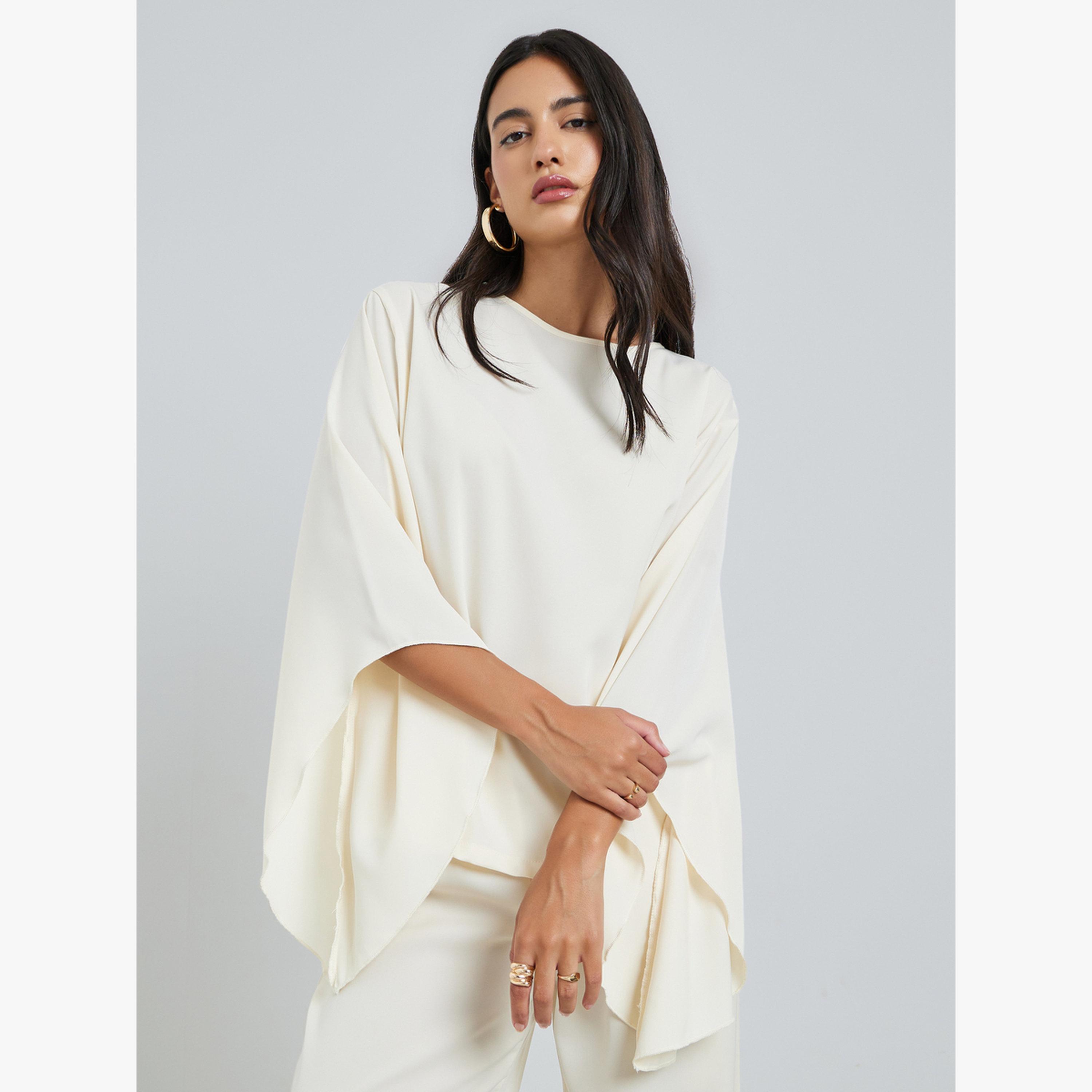 طقم منسق من بنطال وبلوزة بأكمام واسعة-women-clothing-coordsets-image-2