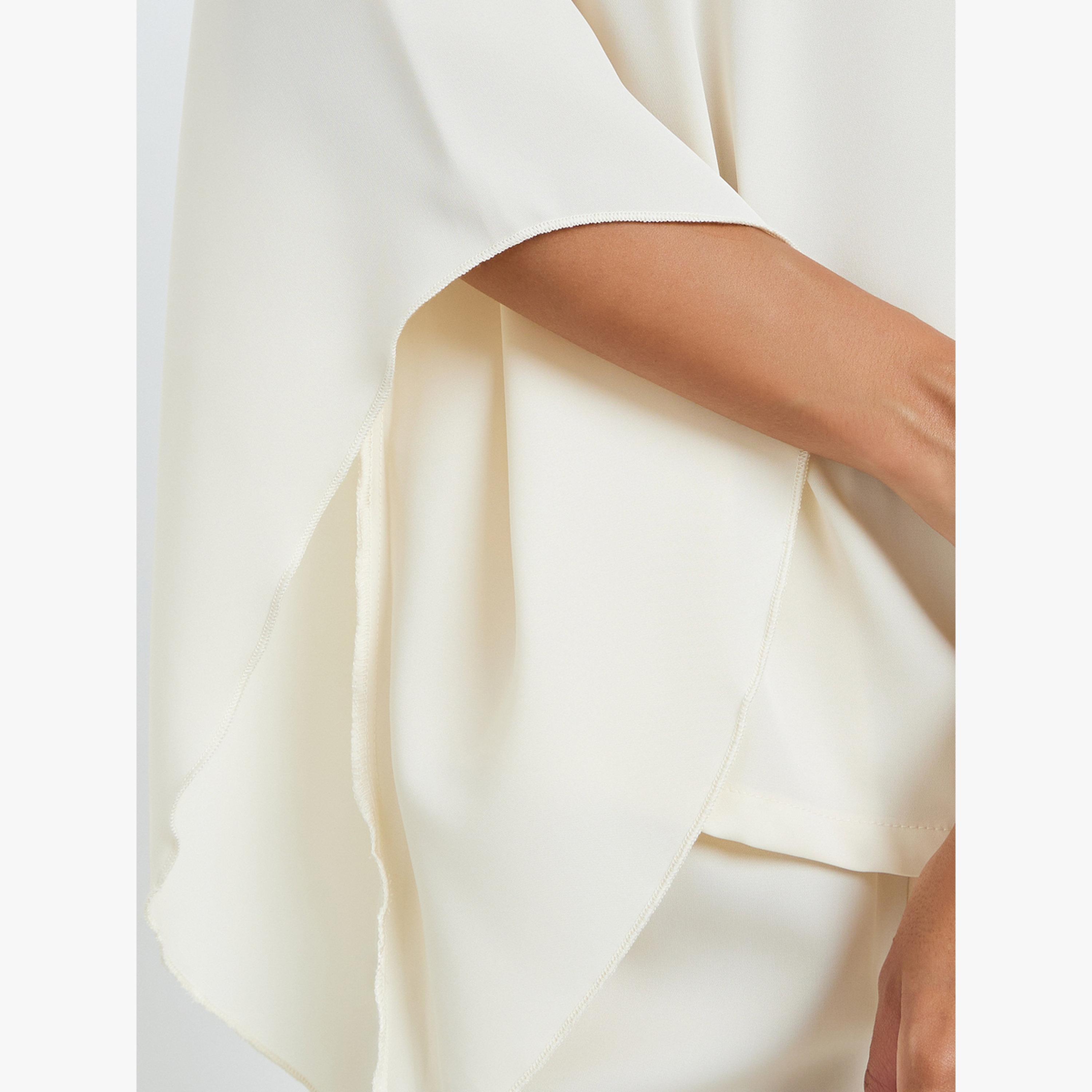 Styli Cream Flared Sleeve Top and Pants Co-Ords-women-clothing-coordsets-image-5
