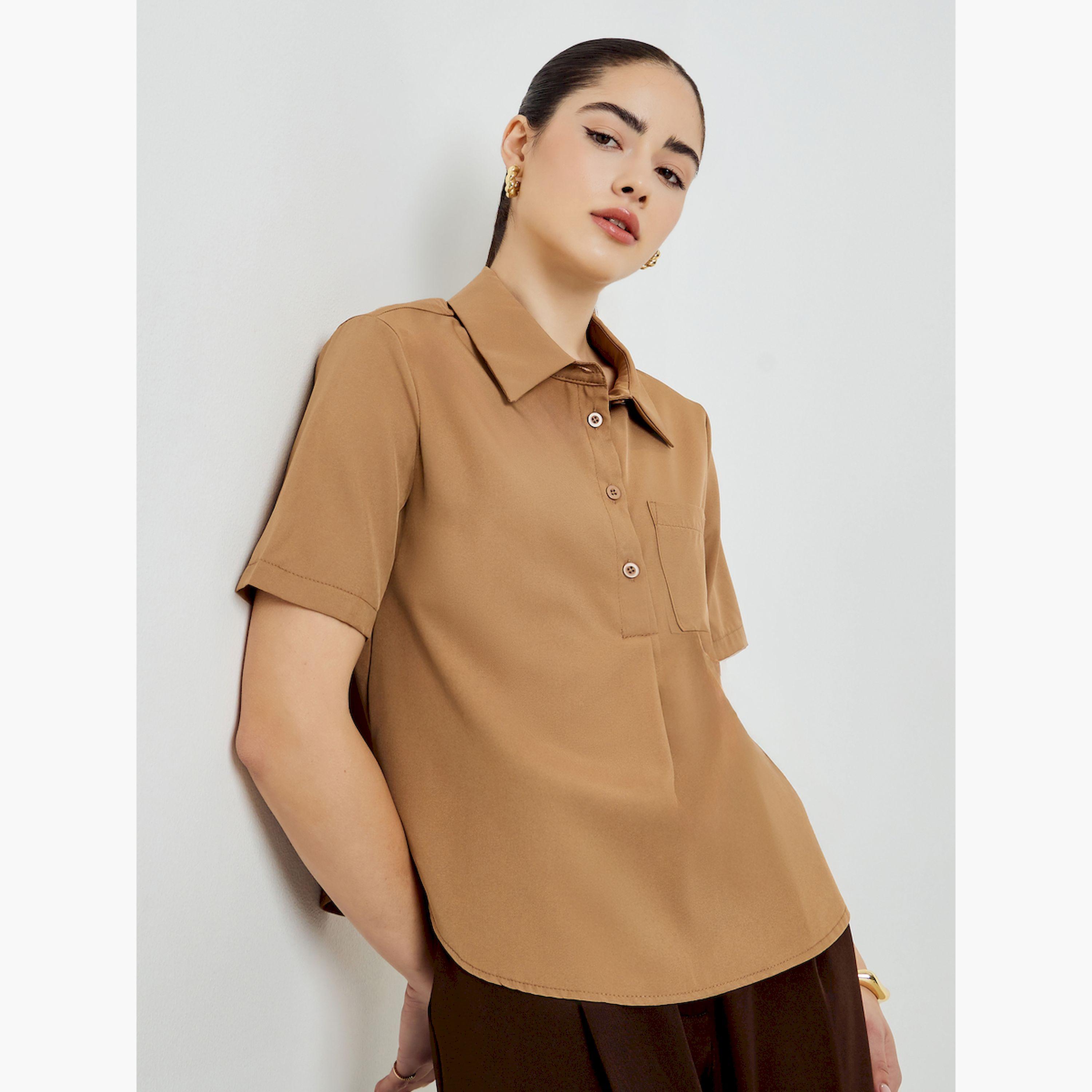 بلوزة سادة بأكمام قصيرة-women-clothing-shirtsandblouses-blouses-image-3