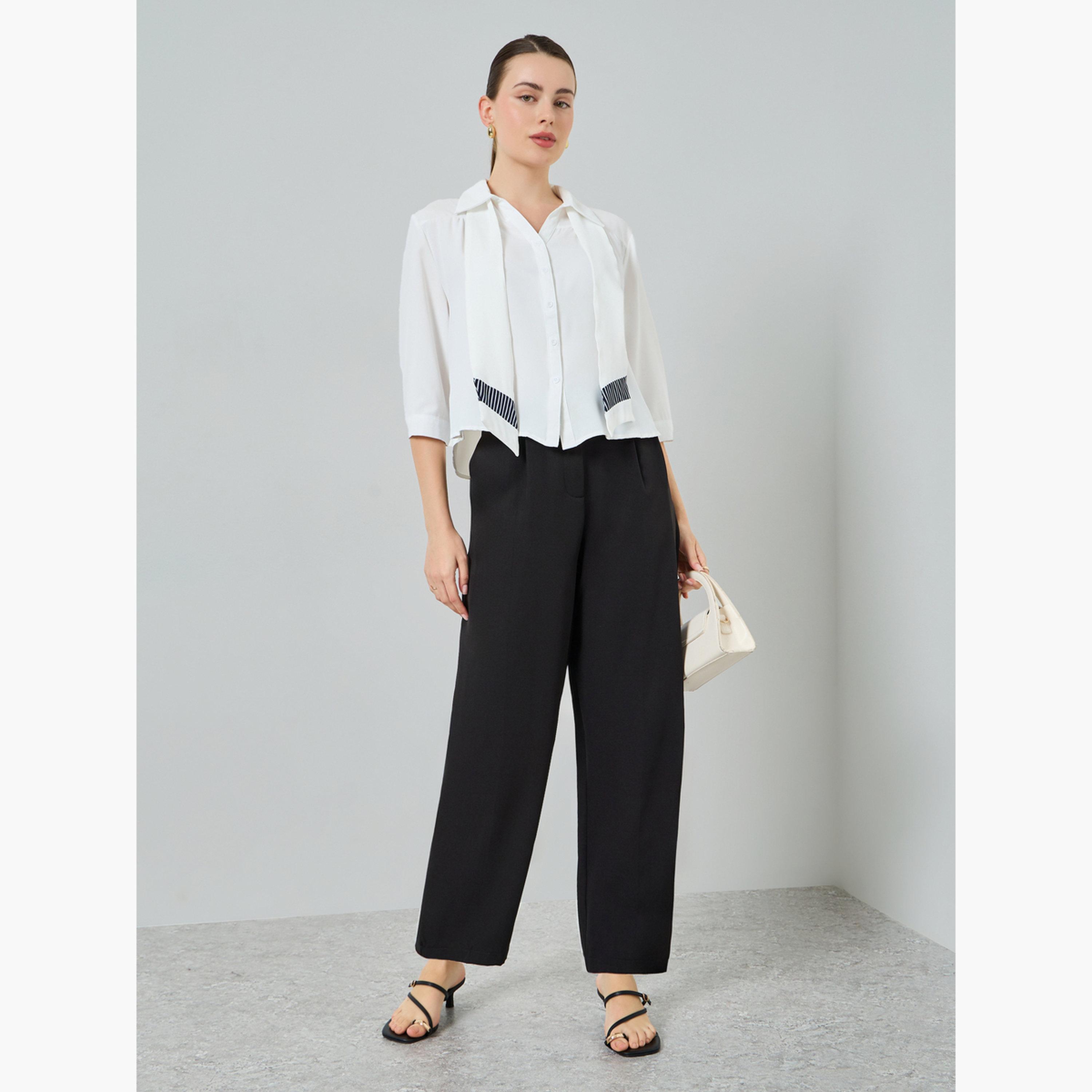 بلوزة بأكمام طويلة وتفاصيل رباط-women-clothing-shirtsandblouses-shirts-image-2