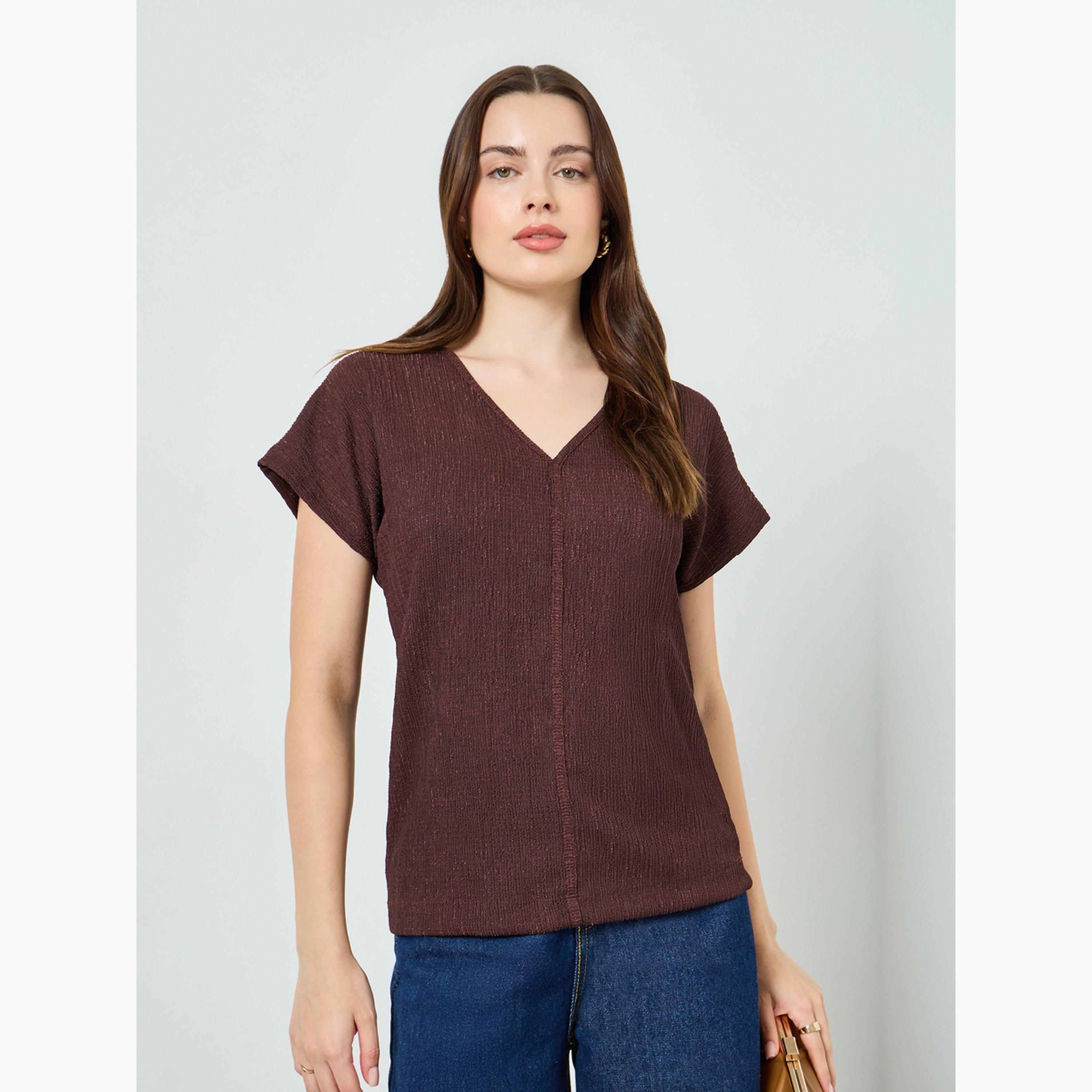 Styli Women Textured Knit Top-women-clothing-tshirts-image-1