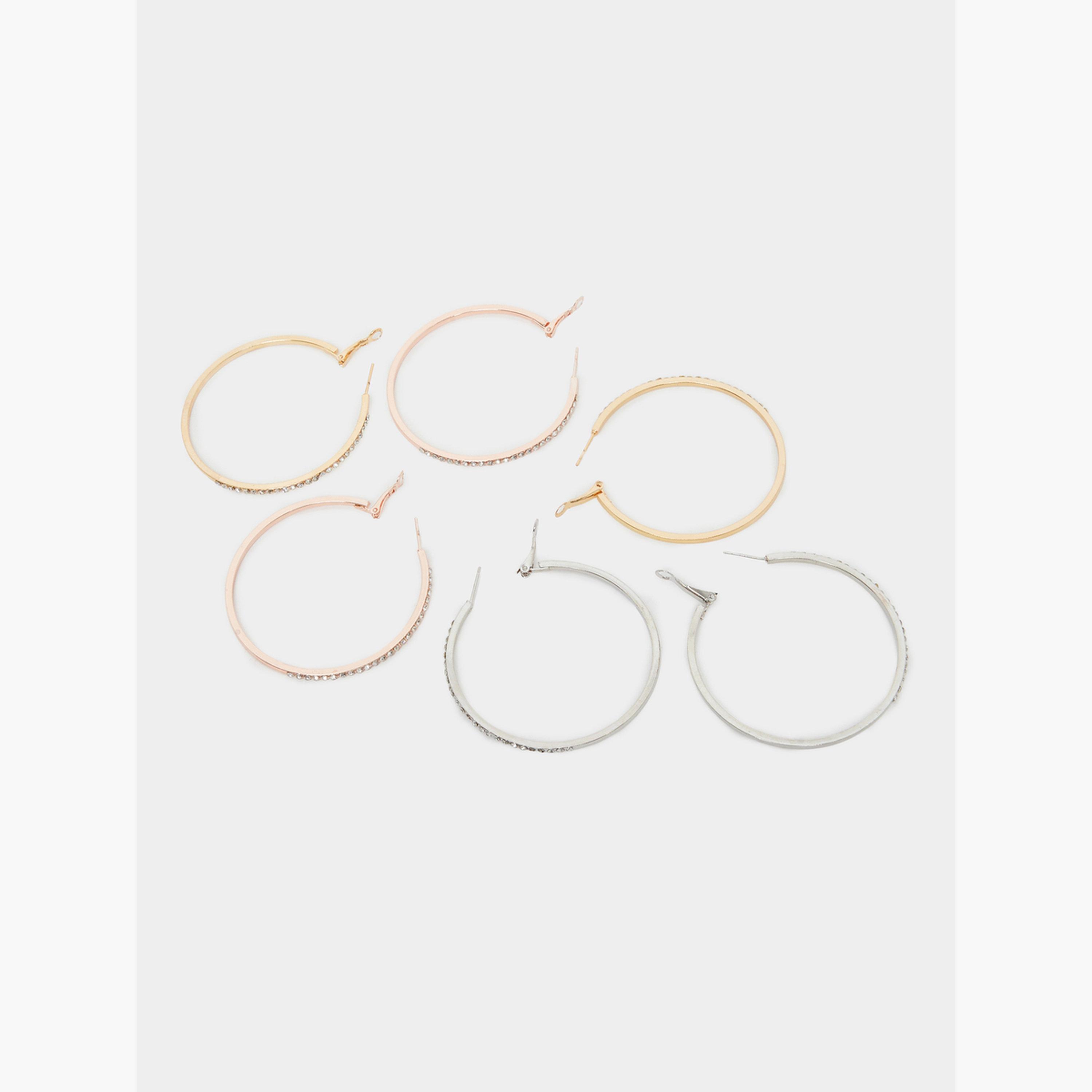 Styli Pack of 3 - Multi-Tone Hoop Earrings-women-watchesandjewellery-jewellery-earrings-image-2