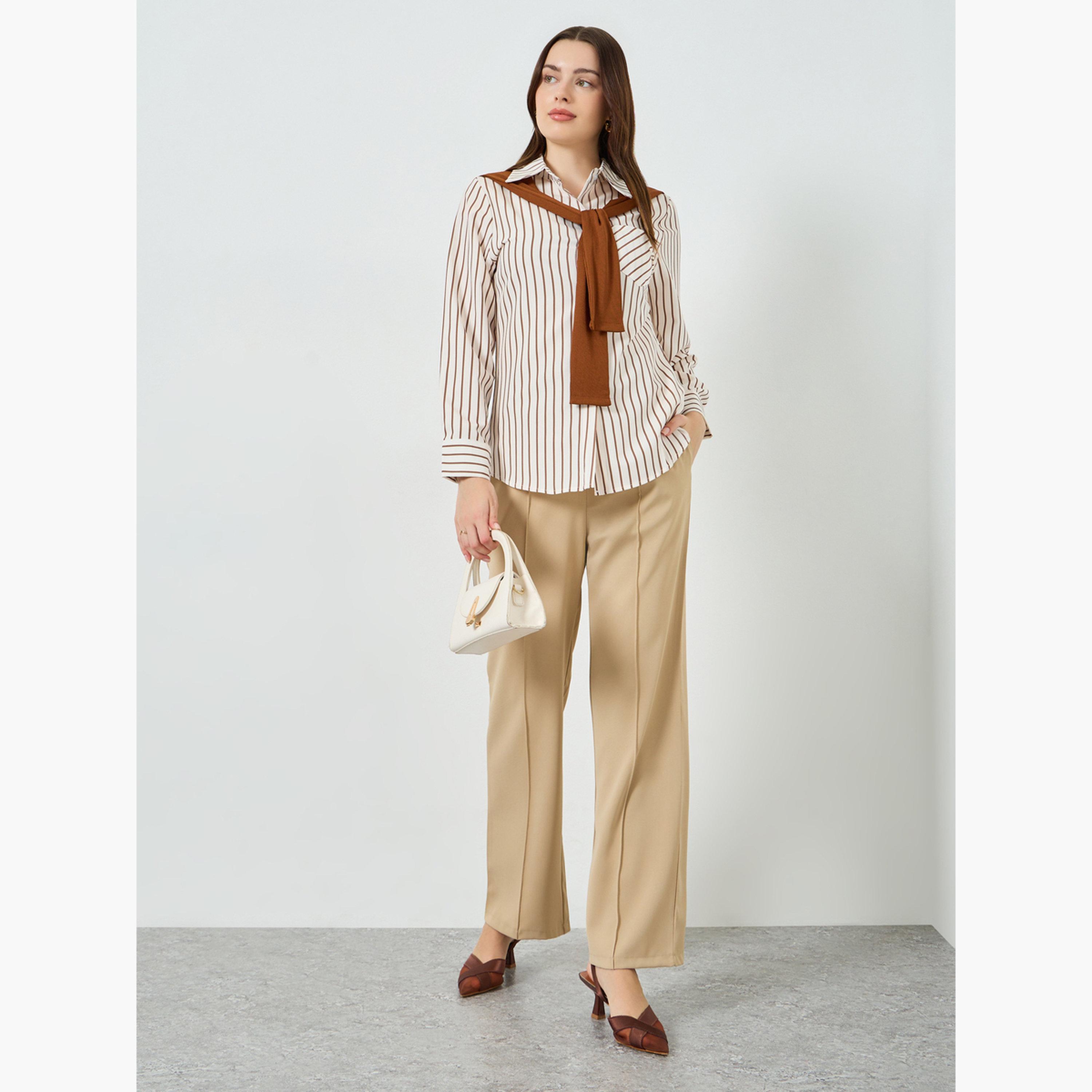 بلوزة مخططة مزينة بأربطة-women-clothing-shirtsandblouses-shirts-image-2