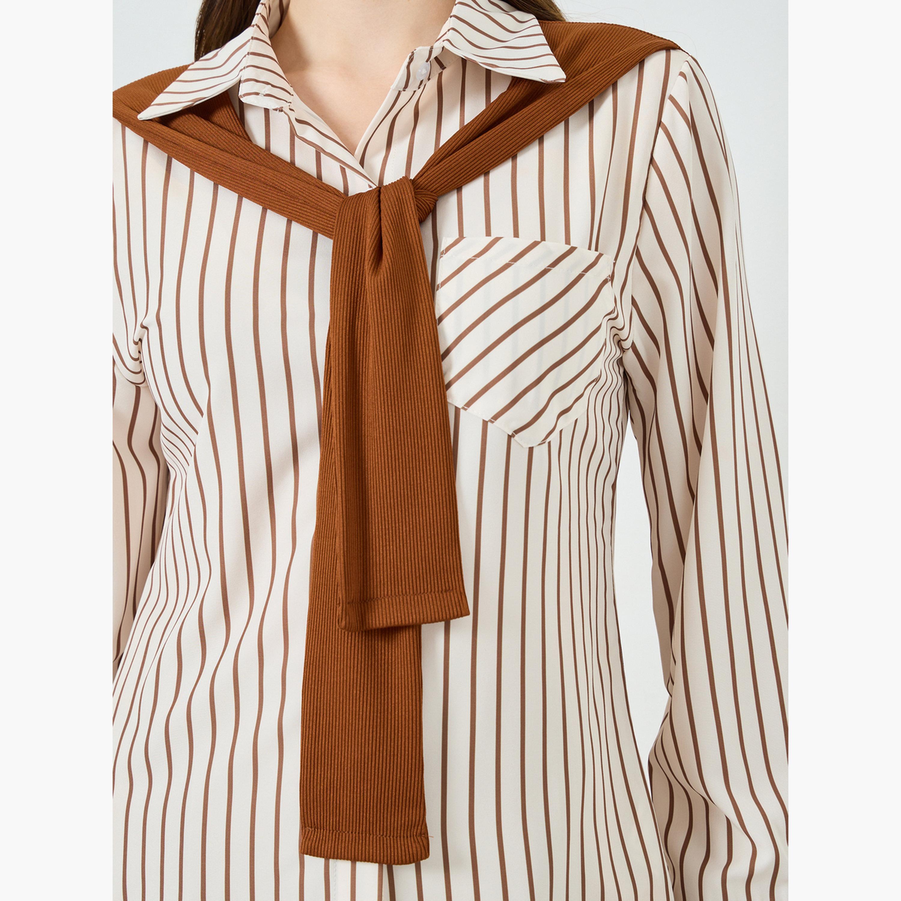 بلوزة مخططة مزينة بأربطة-women-clothing-shirtsandblouses-shirts-image-3