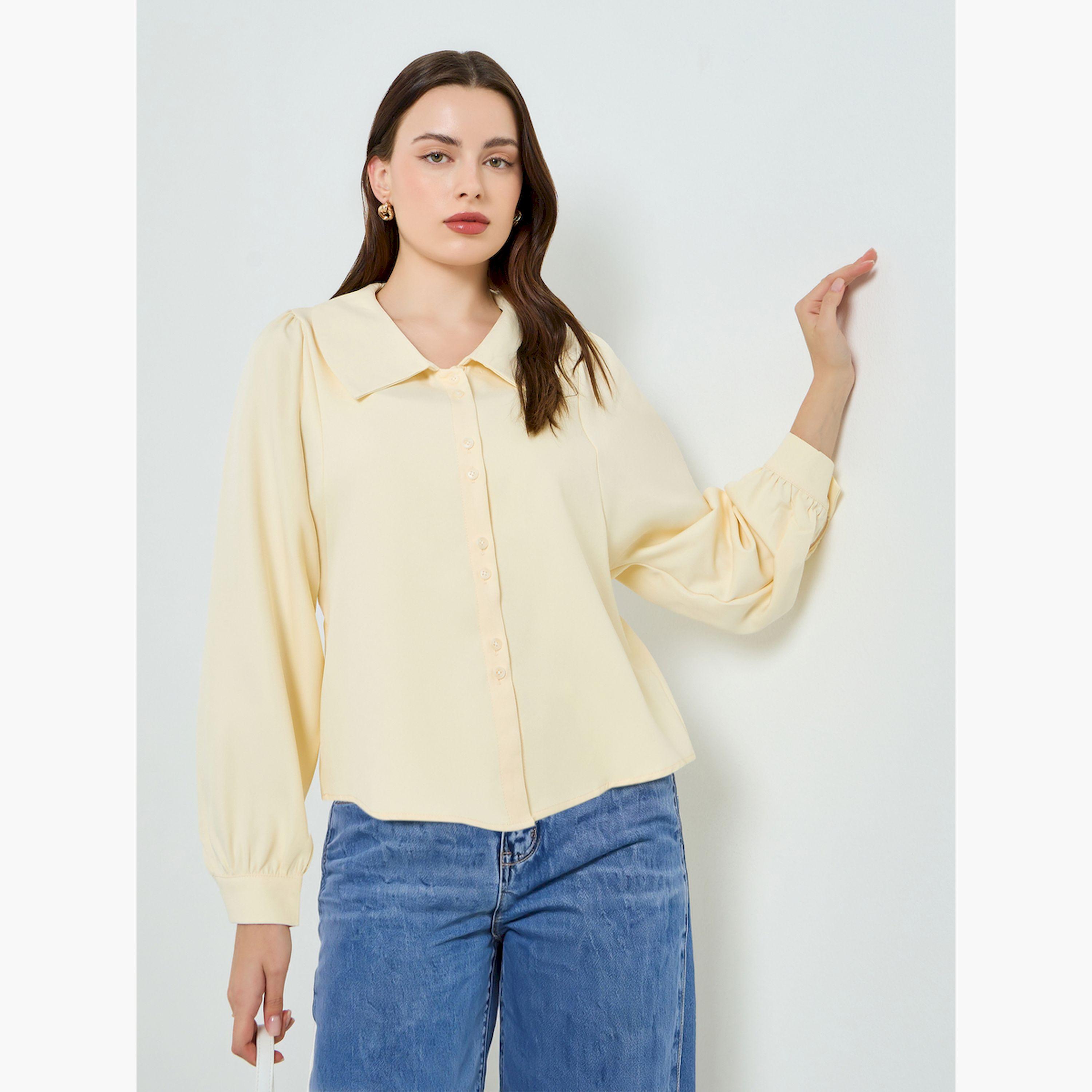 بلوزة بأزرار وياقة ممتدة-women-clothing-shirtsandblouses-shirts-image-1