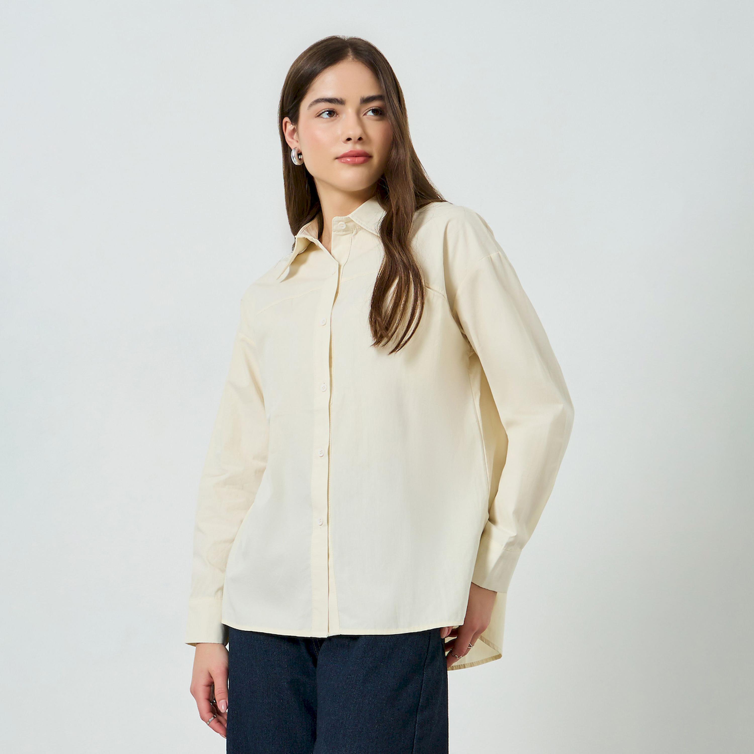 Styli Beige Oversized Long Sleeve Shirt-women-clothing-shirtsandblouses-shirts-image-1