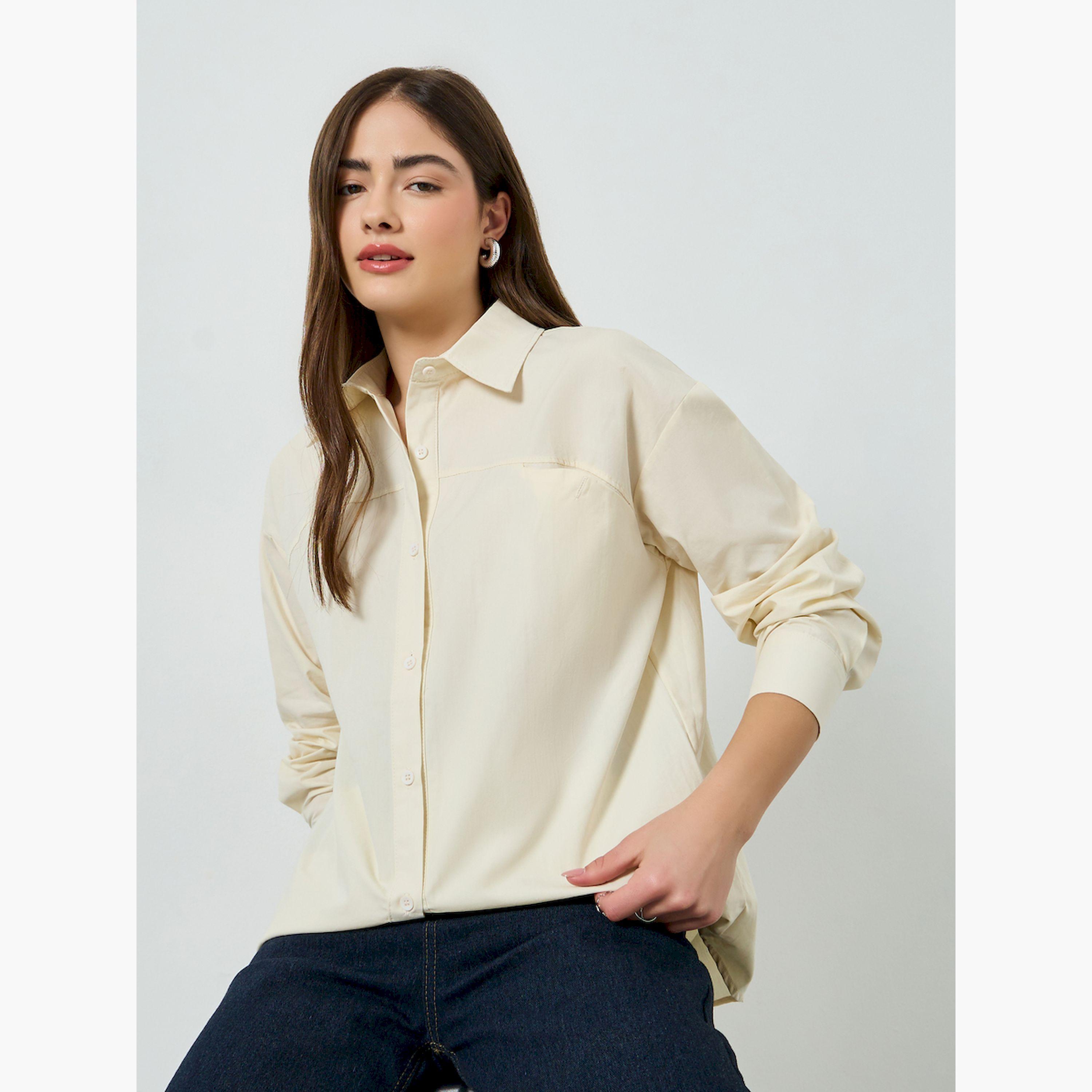 Styli Beige Oversized Long Sleeve Shirt-women-clothing-shirtsandblouses-shirts-image-3