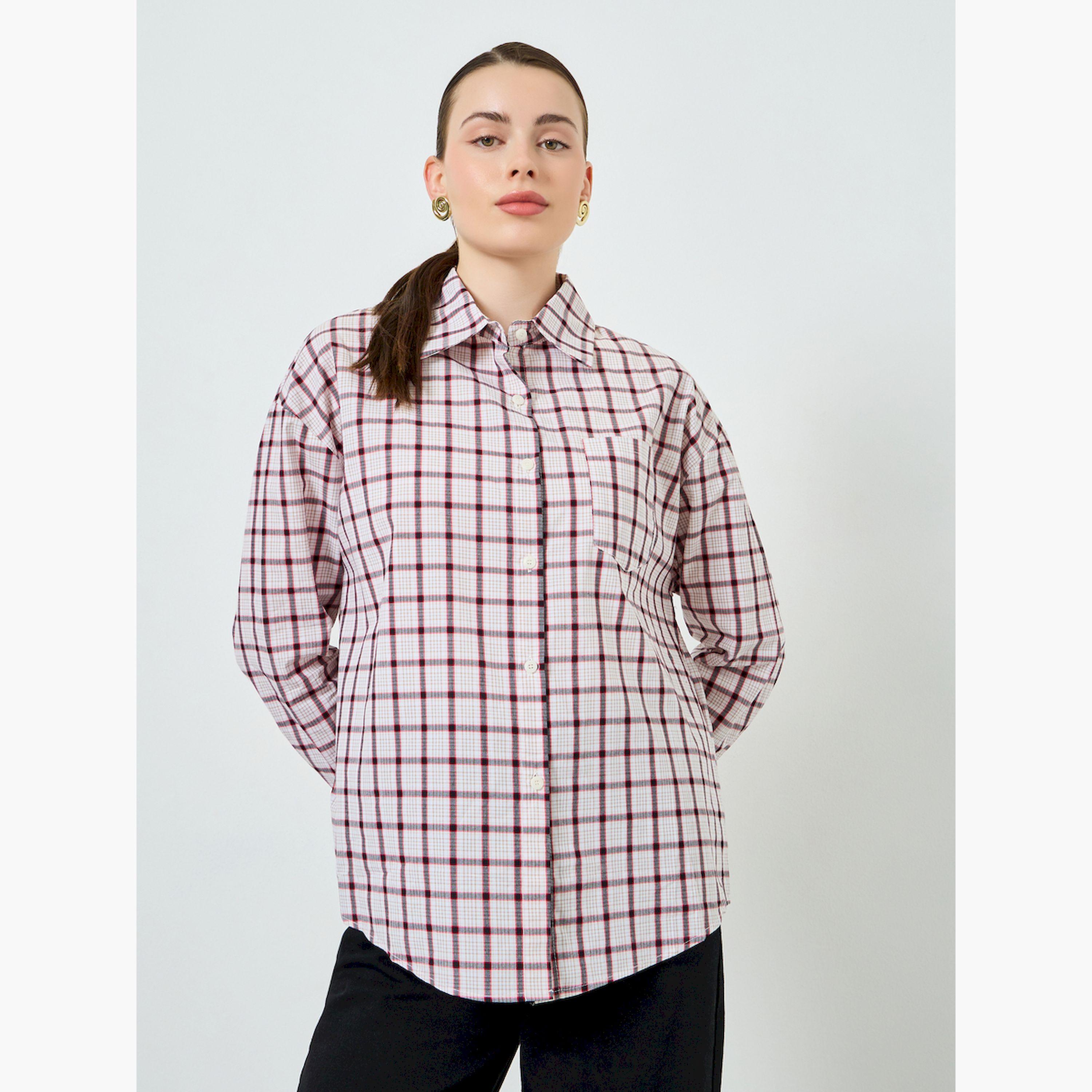 بلوزة كاجوال واسعة كاروهات-women-clothing-shirtsandblouses-shirts-image-1