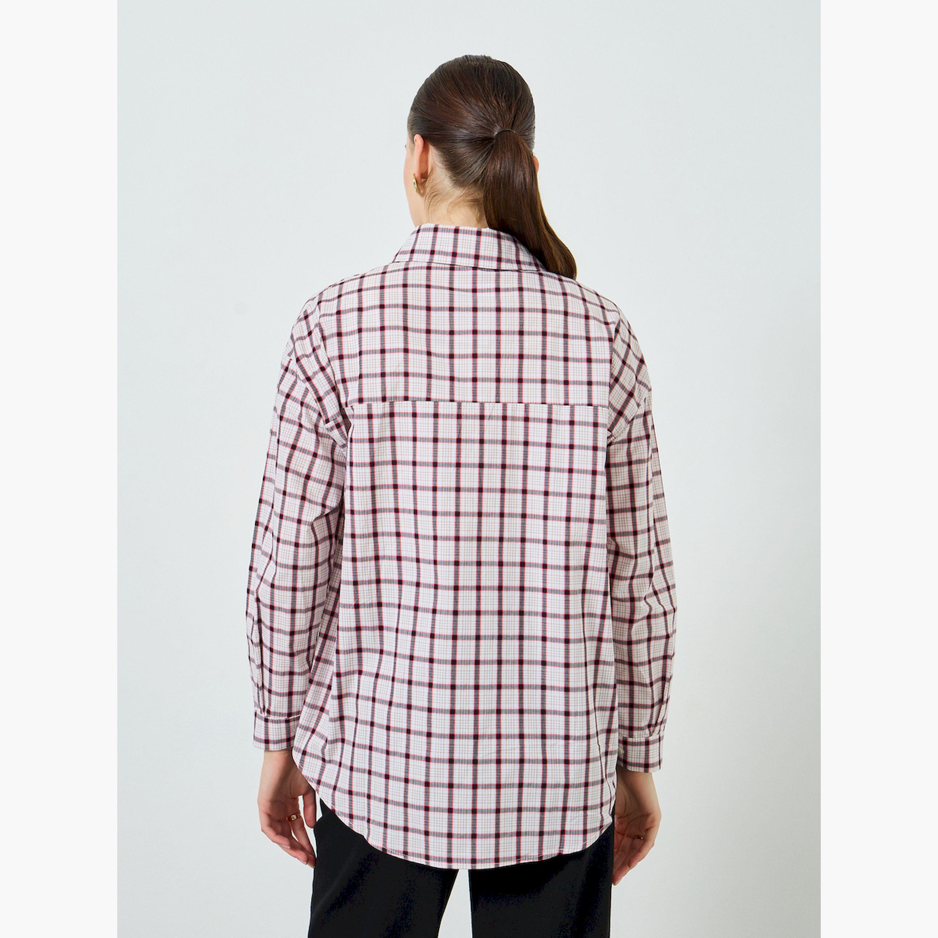 Styli Red Plaid Casual Oversized Shirt-women-clothing-shirtsandblouses-shirts-image-4