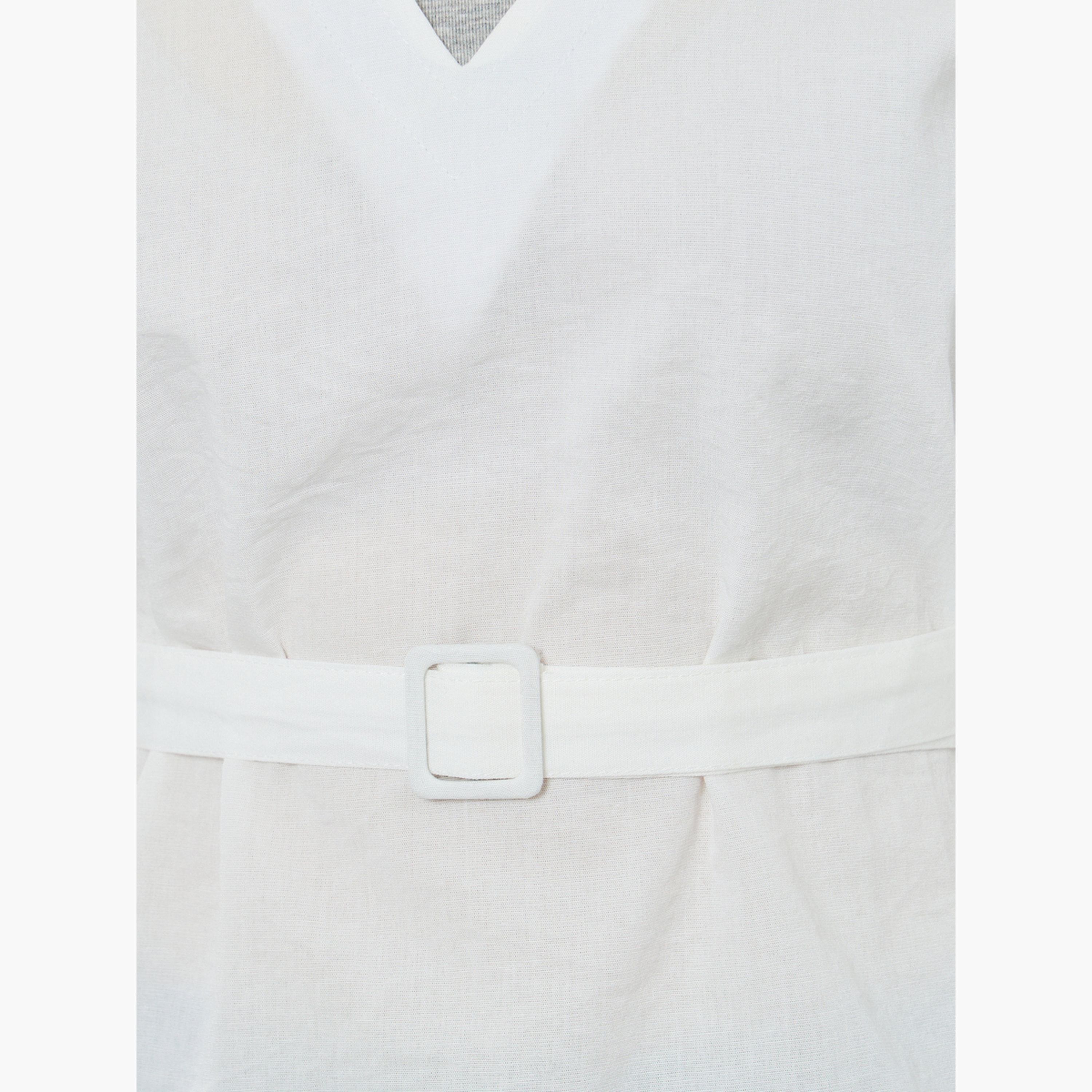 Styli White Open Collar Belted Top-women-clothing-shirtsandblouses-blouses-image-3